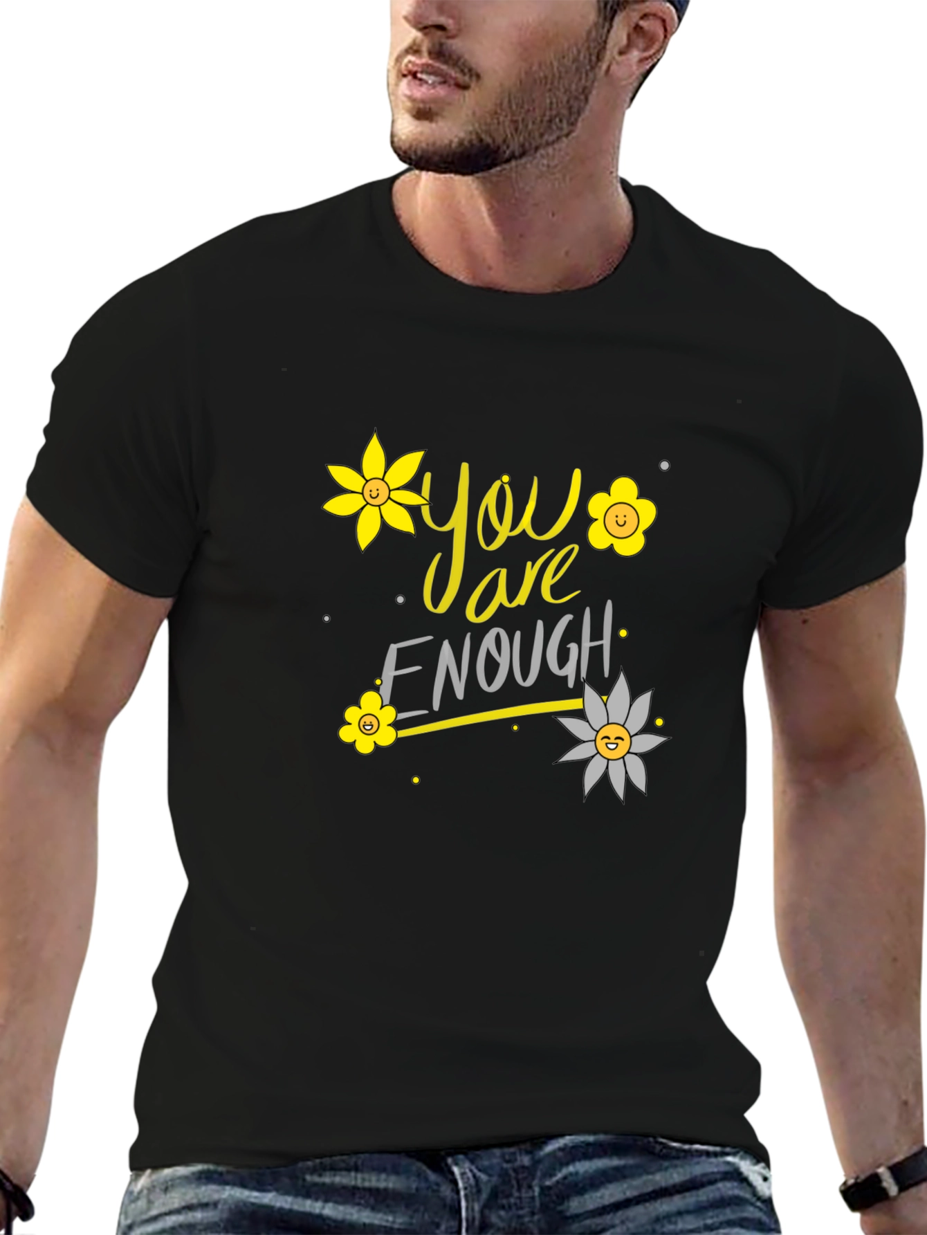 Black You Are Enough Floral Graphic T-Shirt view 6