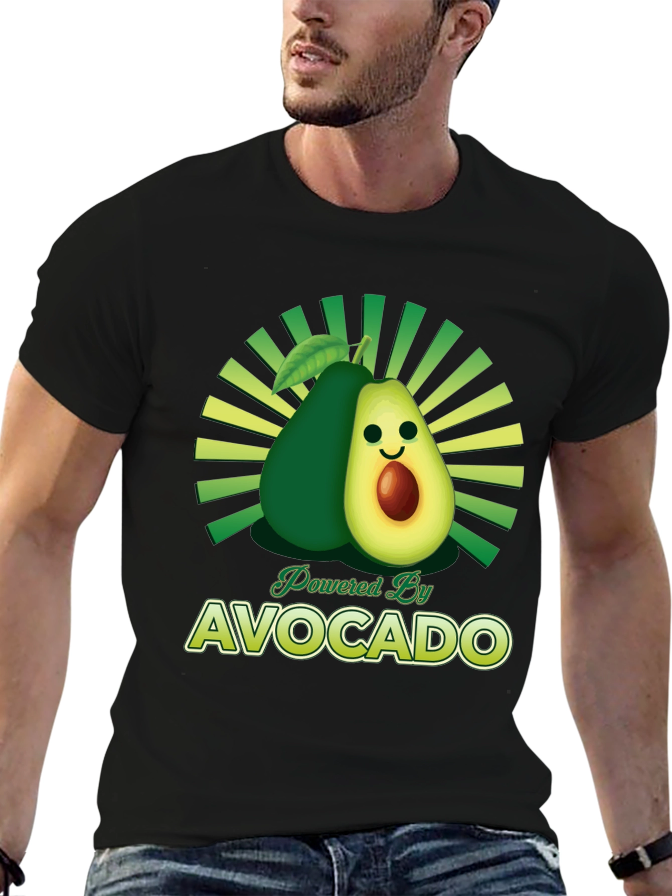 Black Powered by Avocado Graphic T-Shirt view 6