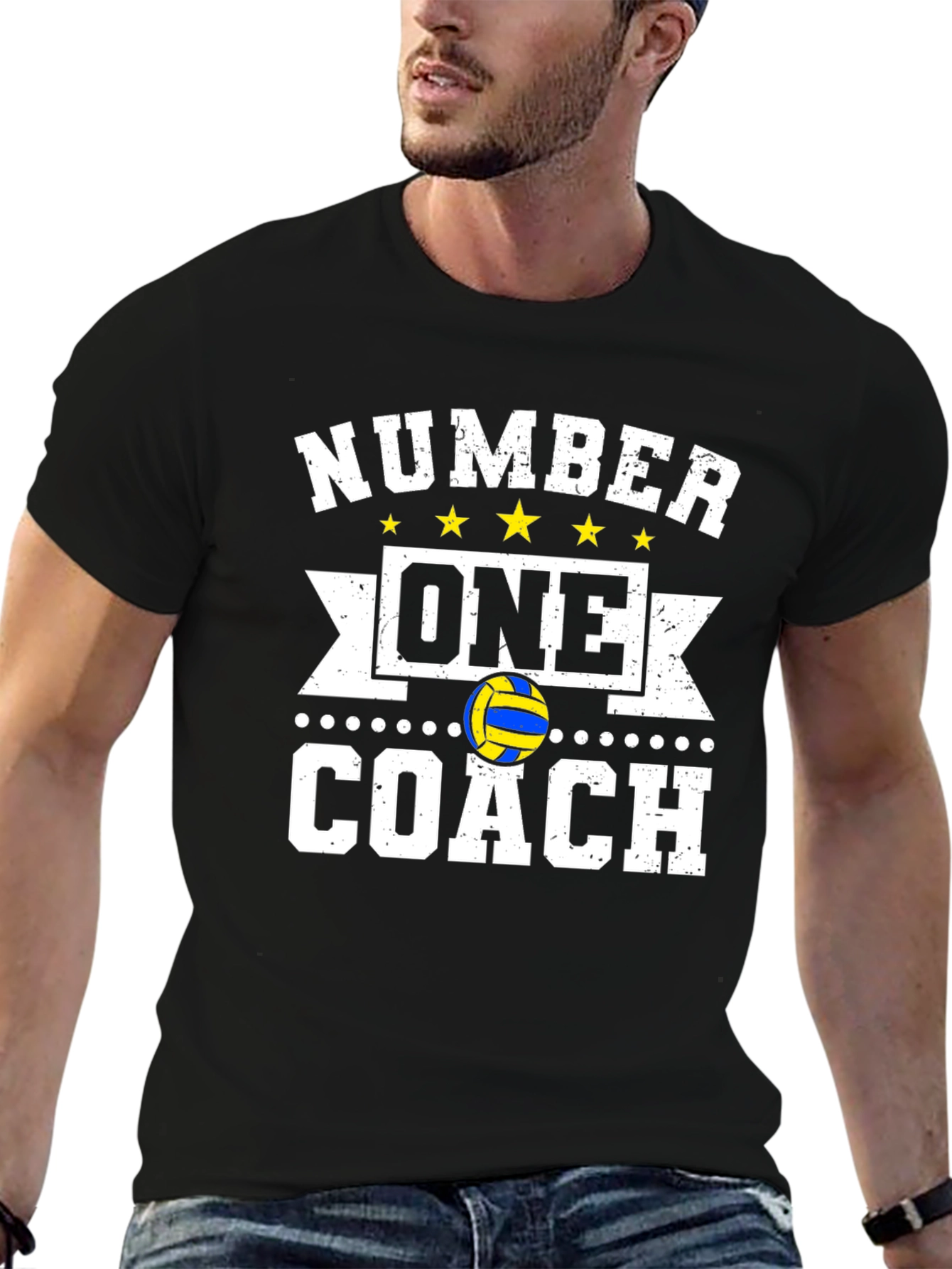 Black Number One Coach Volleyball T-Shirt view 6