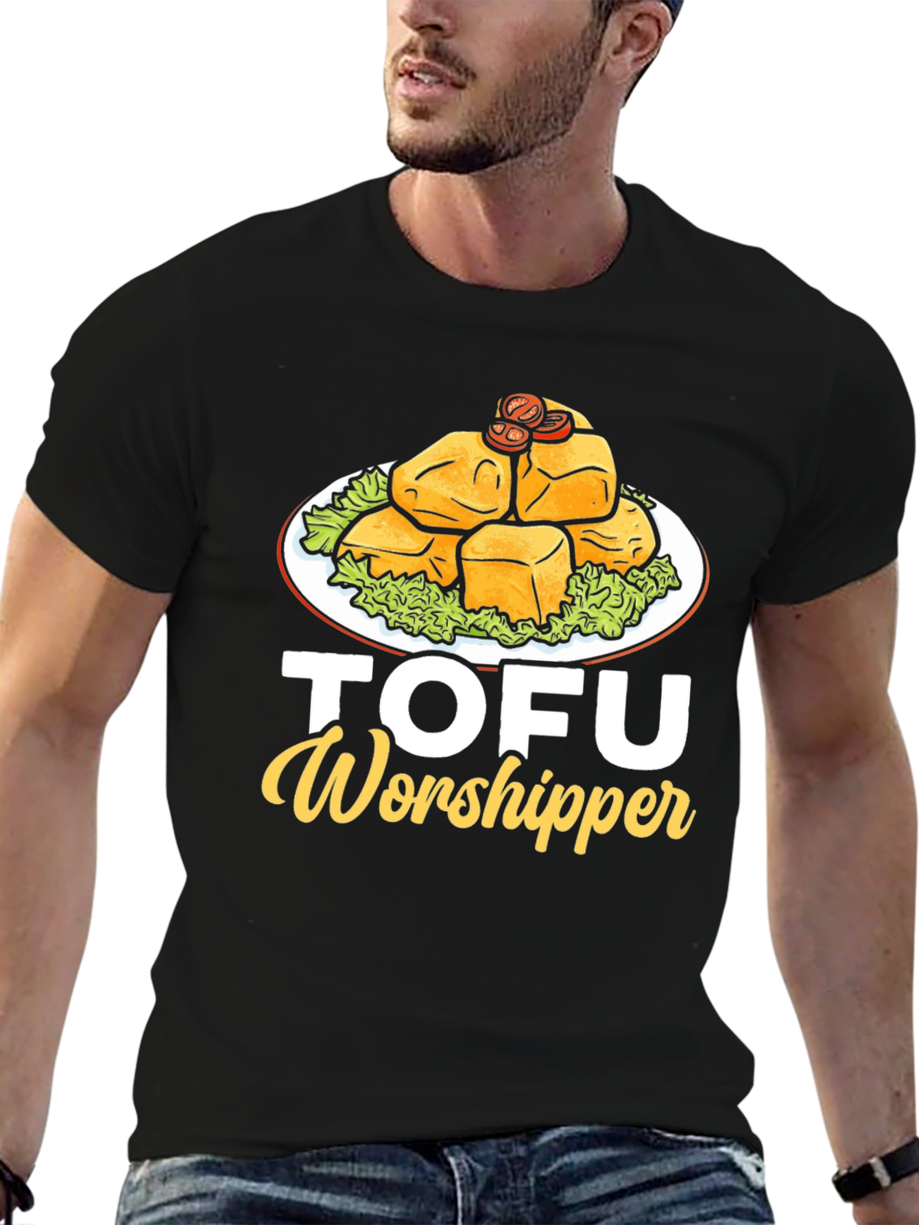 Black Tofu Worshipper Graphic T-Shirt - Vegan Friendly Apparel view 6