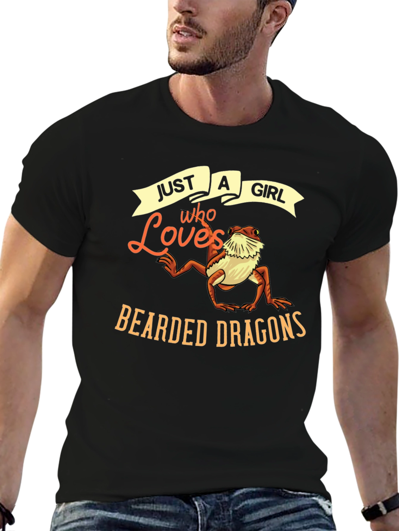 Black Just A Girl Who Loves Bearded Dragons T-Shirt view 6