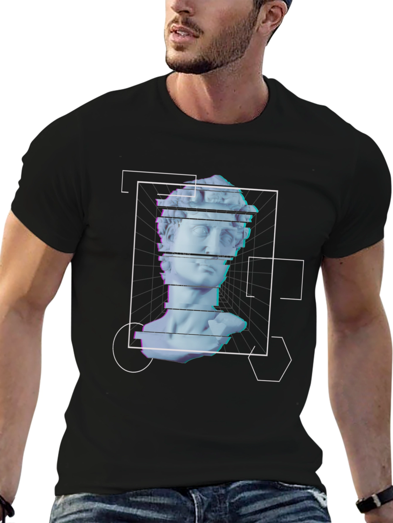 Black Modern Art David T-Shirt view 6