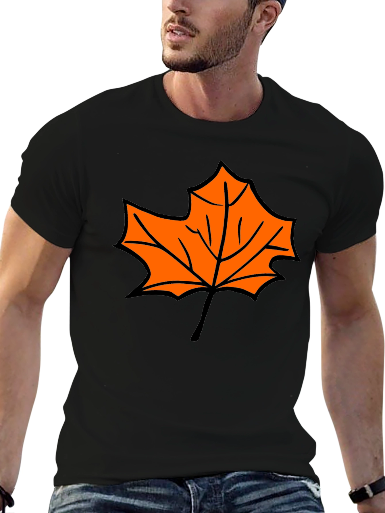 Black Maple Leaf Graphic Tee - Black Casual Shirt view 6