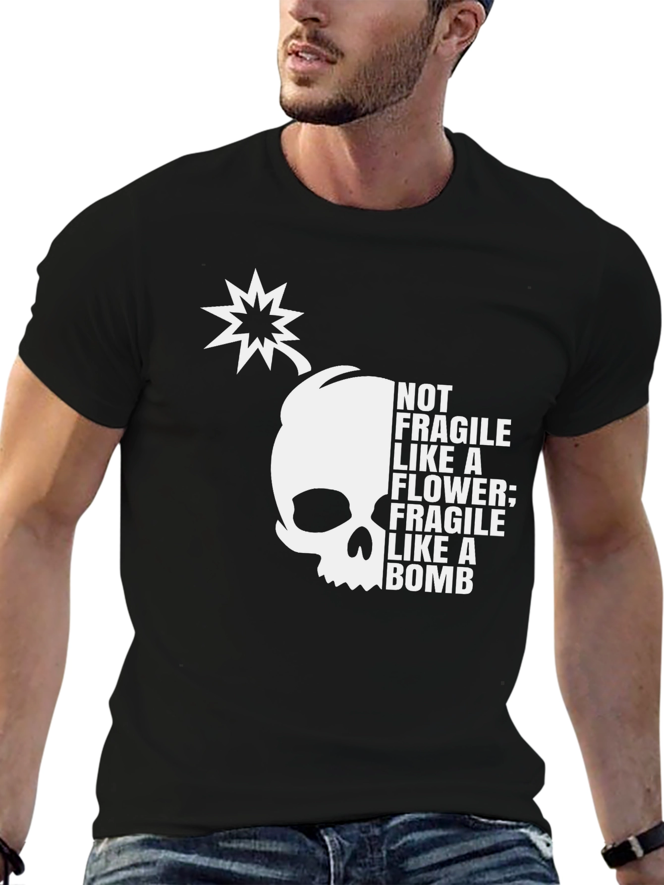 Black Fragile Like A Bomb Graphic Tee view 6