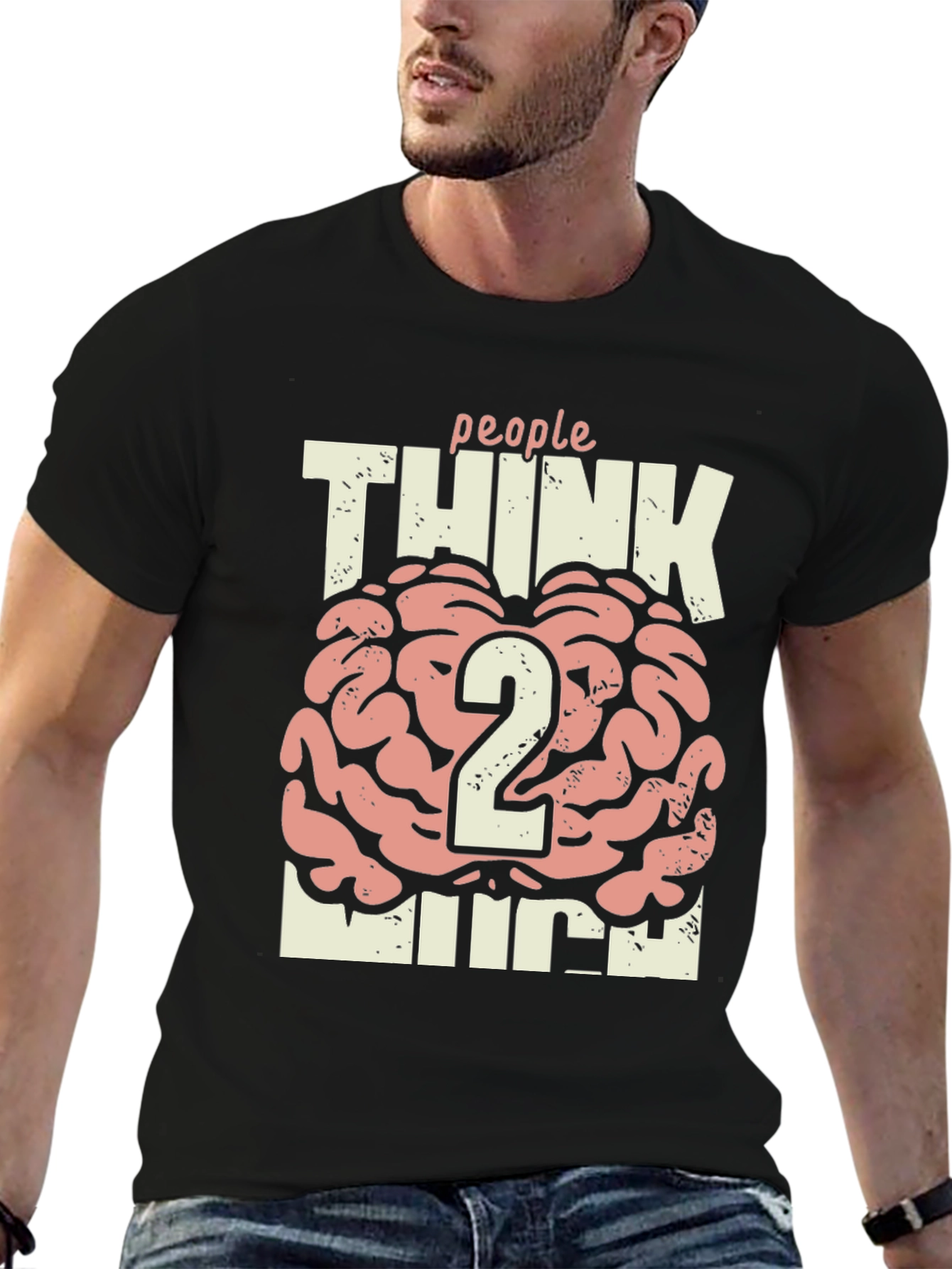 Black People Think 2 Much Graphic T-Shirt - Casual Cotton Tee view 6