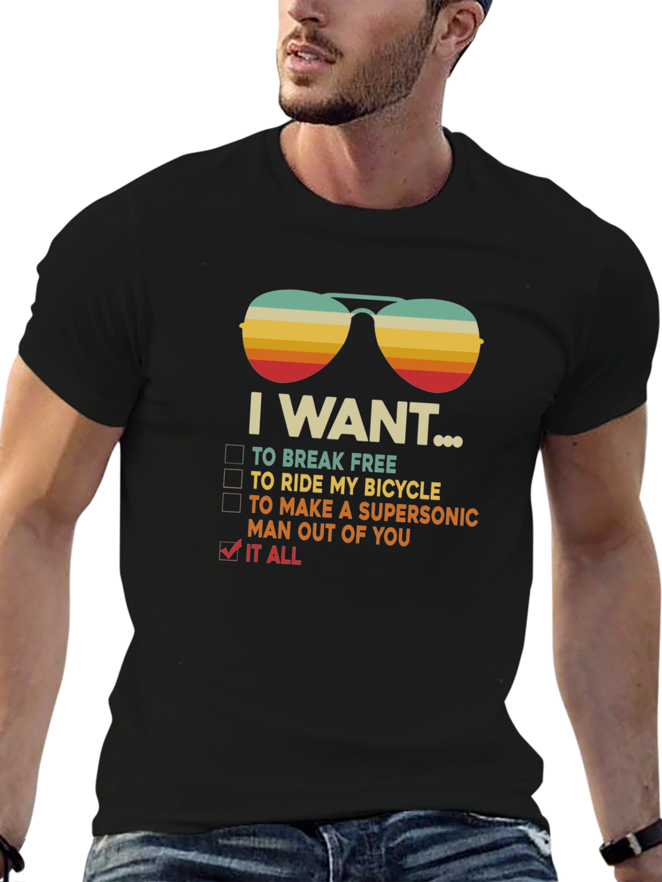 Black I Want It All Graphic T-Shirt - Break Free Bicycle Queen view 6