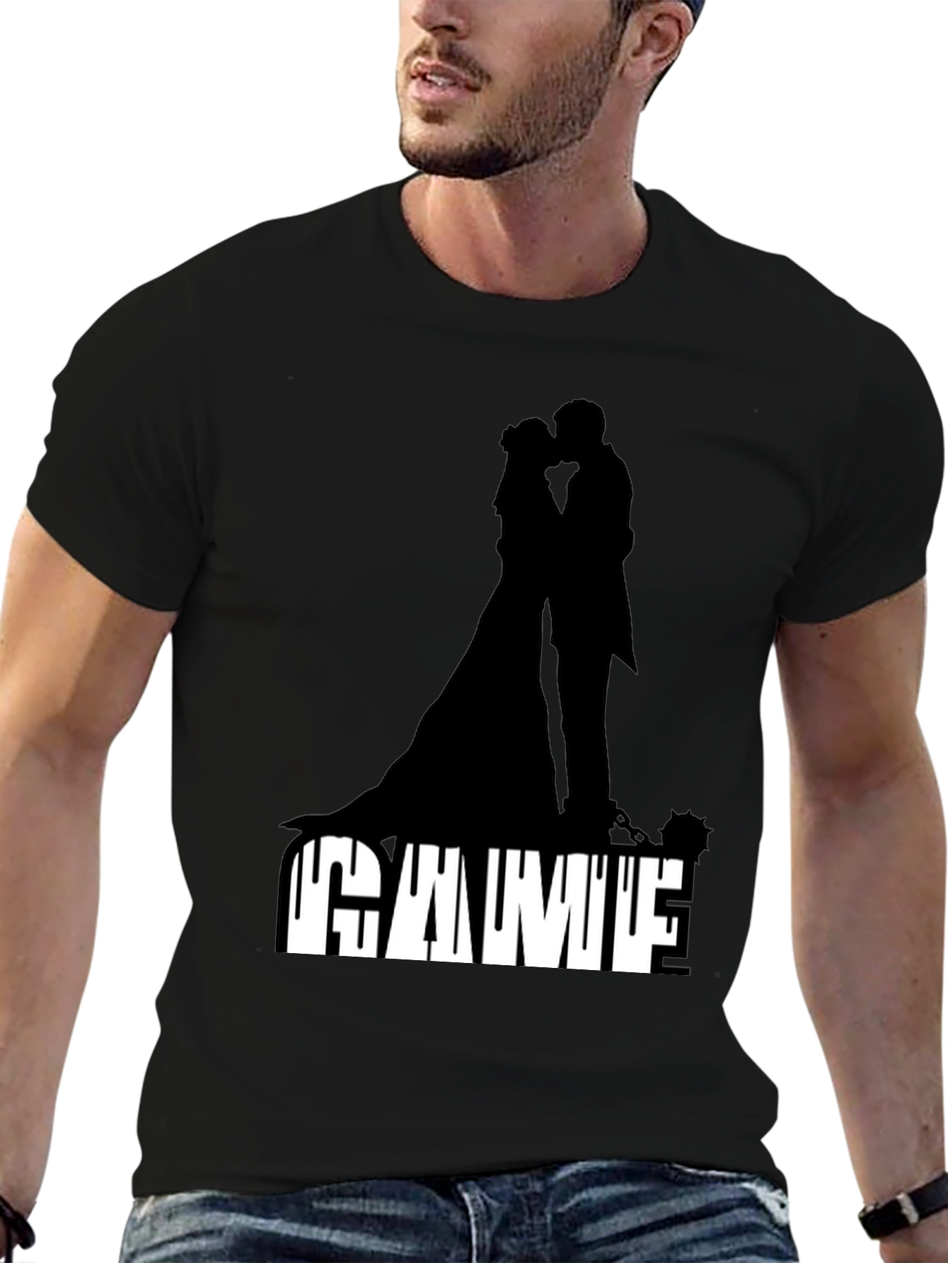 Black Gamufe Wedding Silhouette Graphic Tee - Black view 6