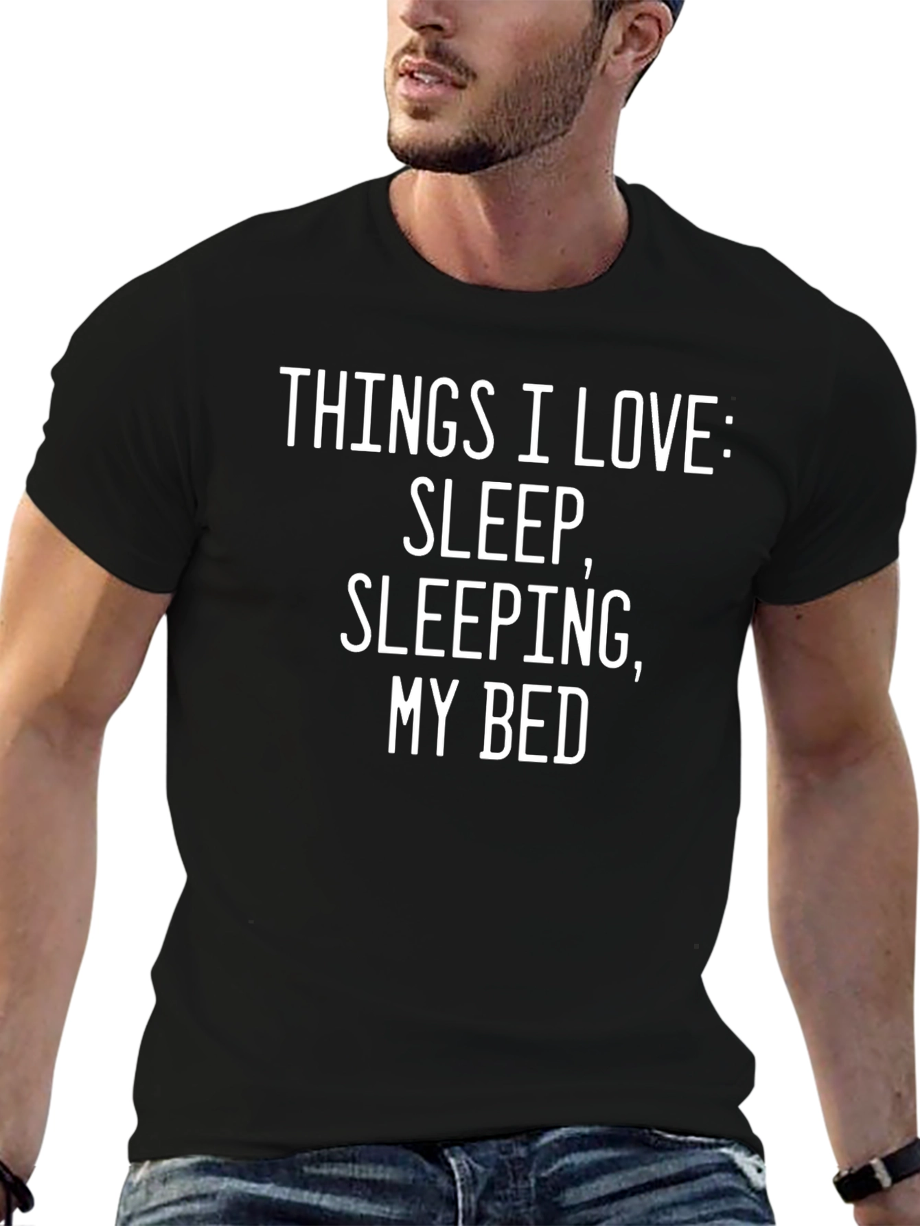Black Funny Sleep Lover Black T-Shirt view 6
