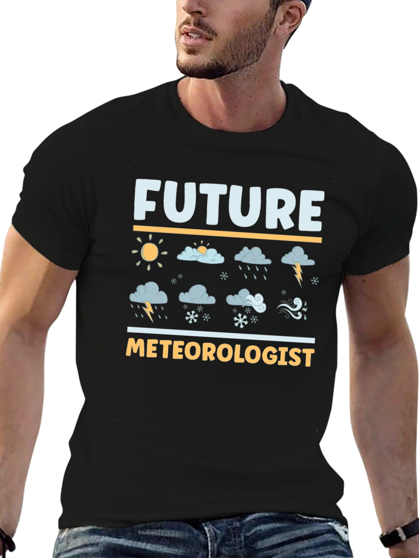 Black Future Meteorologist Graphic T-Shirt view 6