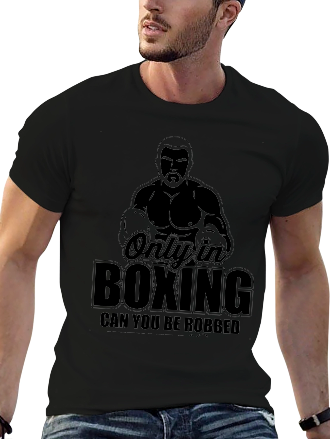 Black Only in Boxing T-Shirt - Funny Boxing Quote Tee view 6