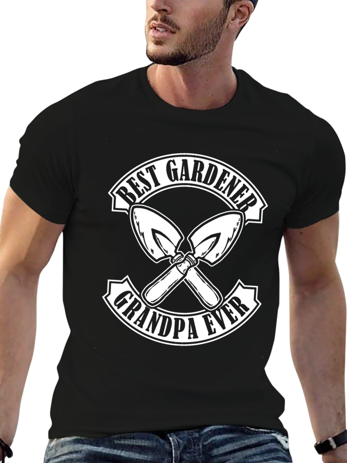 Black Best Gardener Grandpa Ever T-Shirt view 6