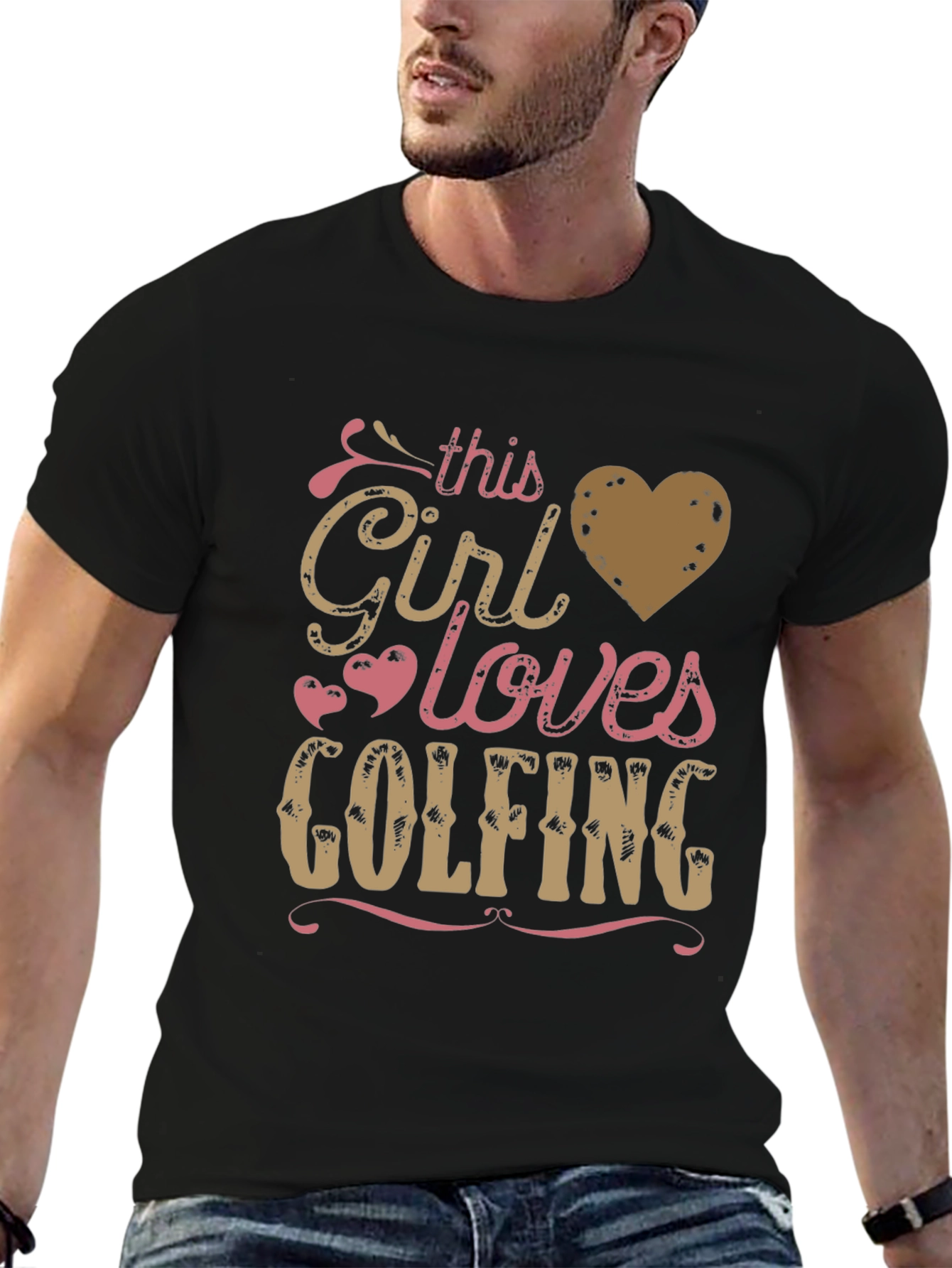 Black This Girl Loves Golfing Tee - Black view 6