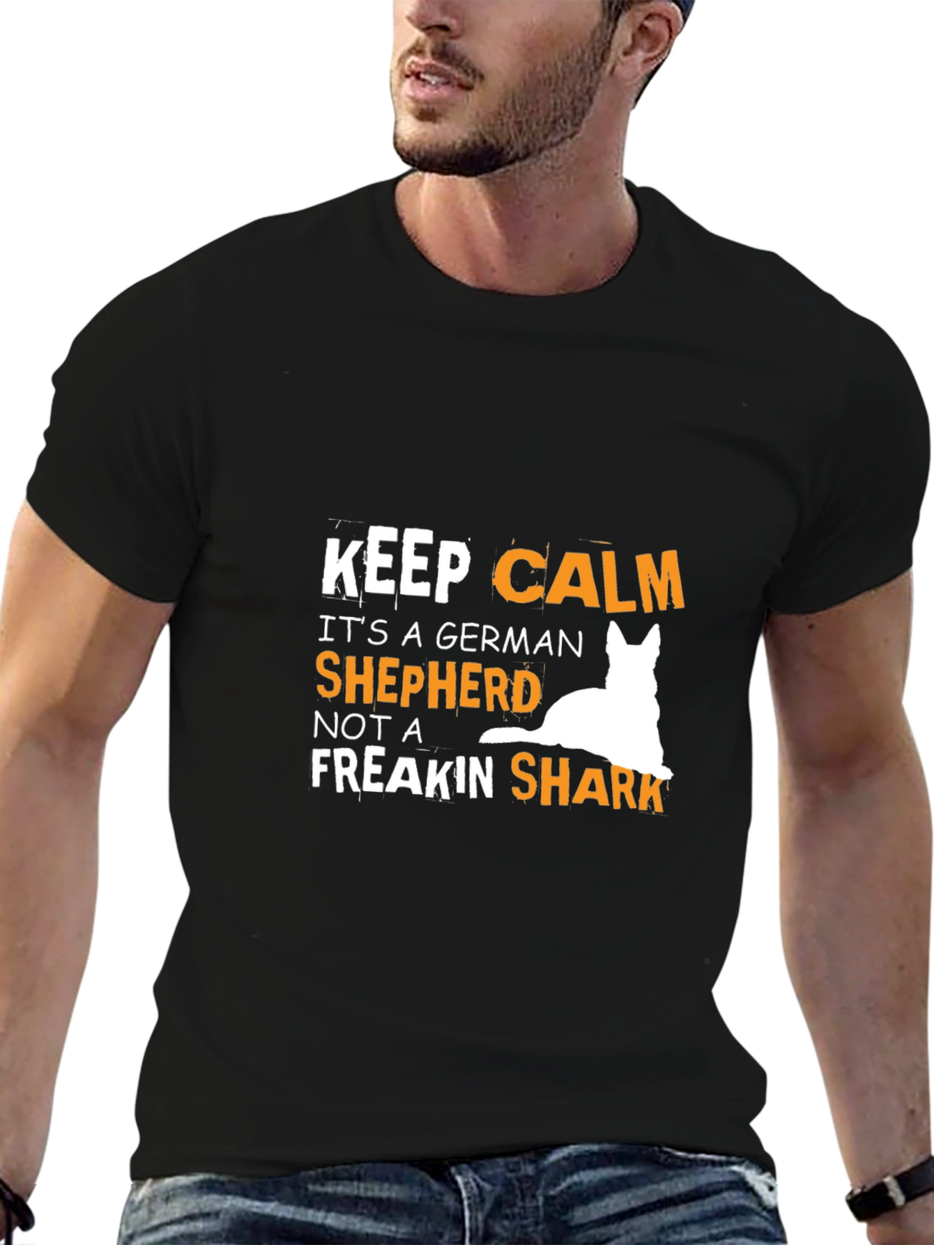 Black Keep Calm German Shepherd T-Shirt view 6
