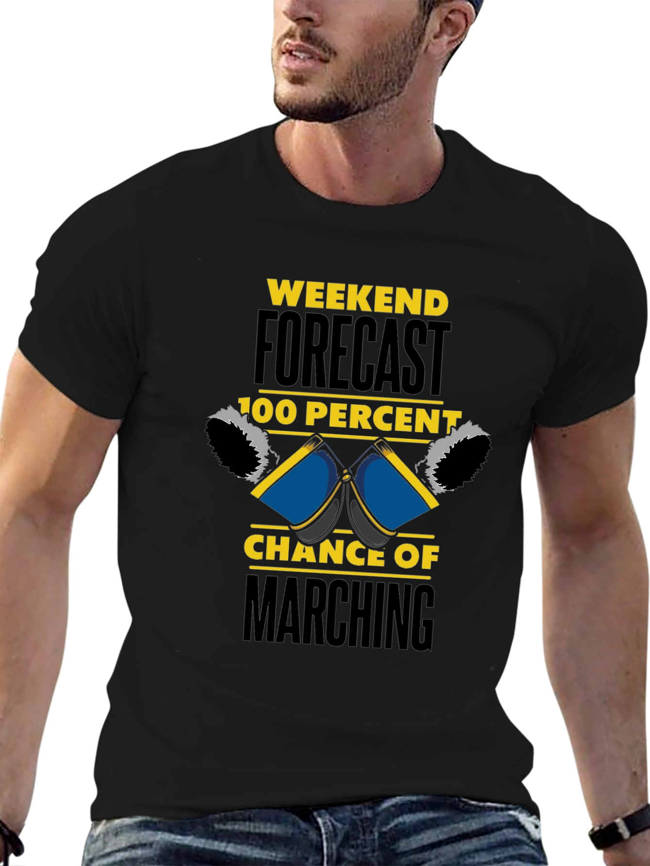 Black Marching Band Weekend Forecast T-Shirt view 6