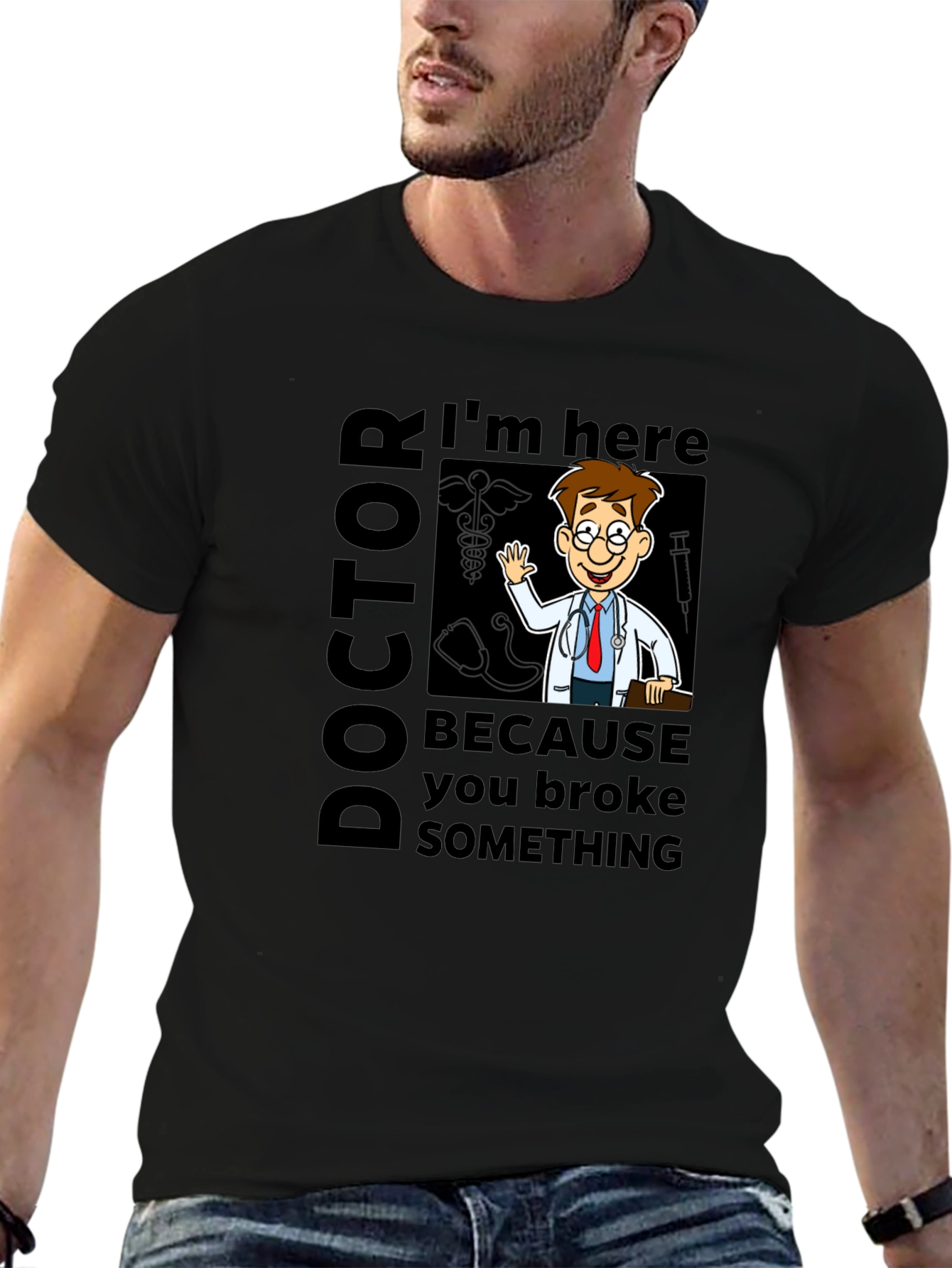 Black Doctor Cartoon Graphic Tee view 6