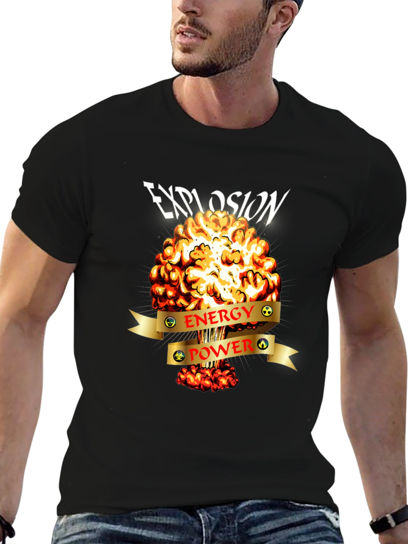 Black Explosion Energy Power Graphic Tee view 6