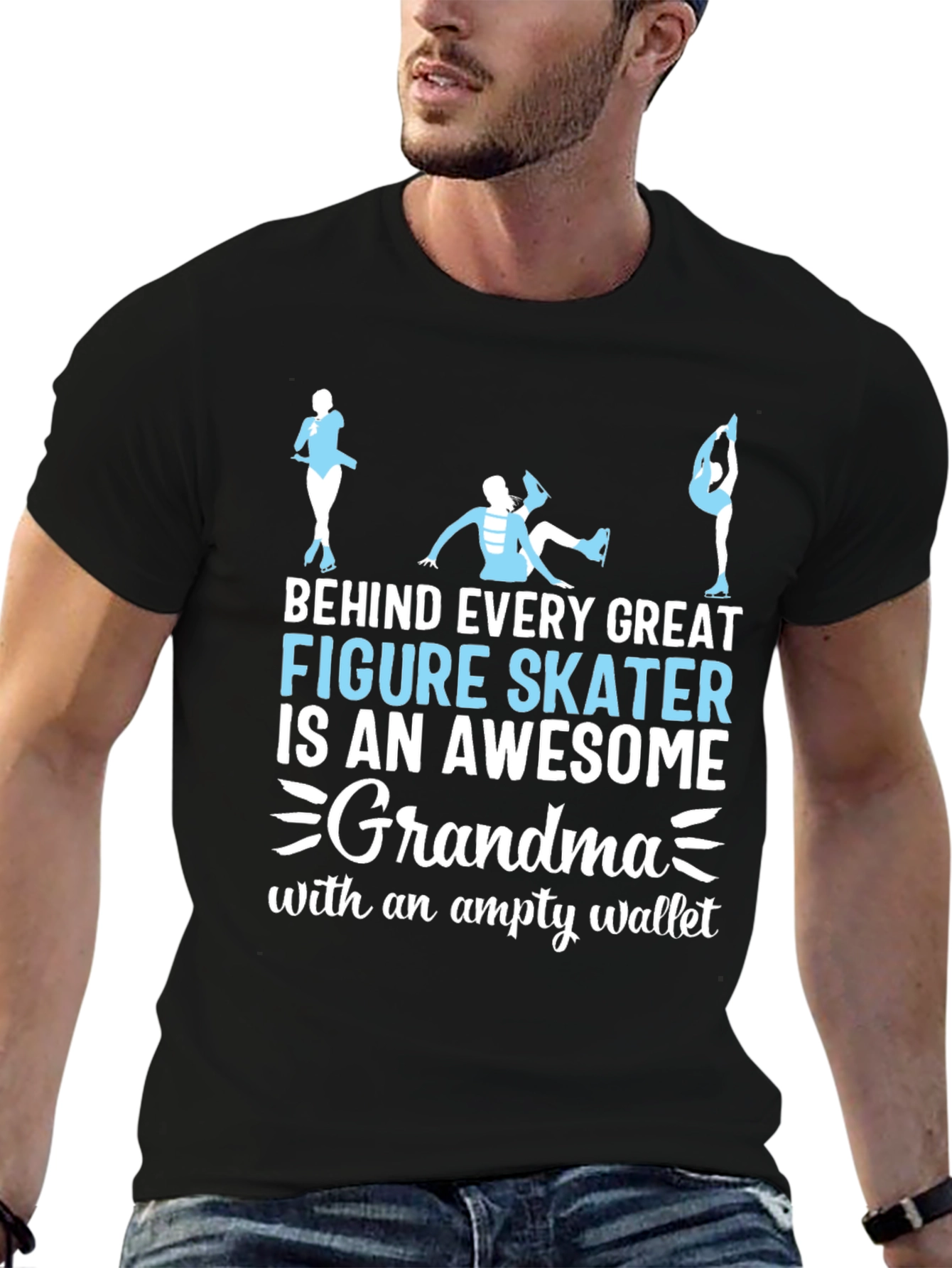 Black Awesome Grandma Figure Skater T-Shirt view 6