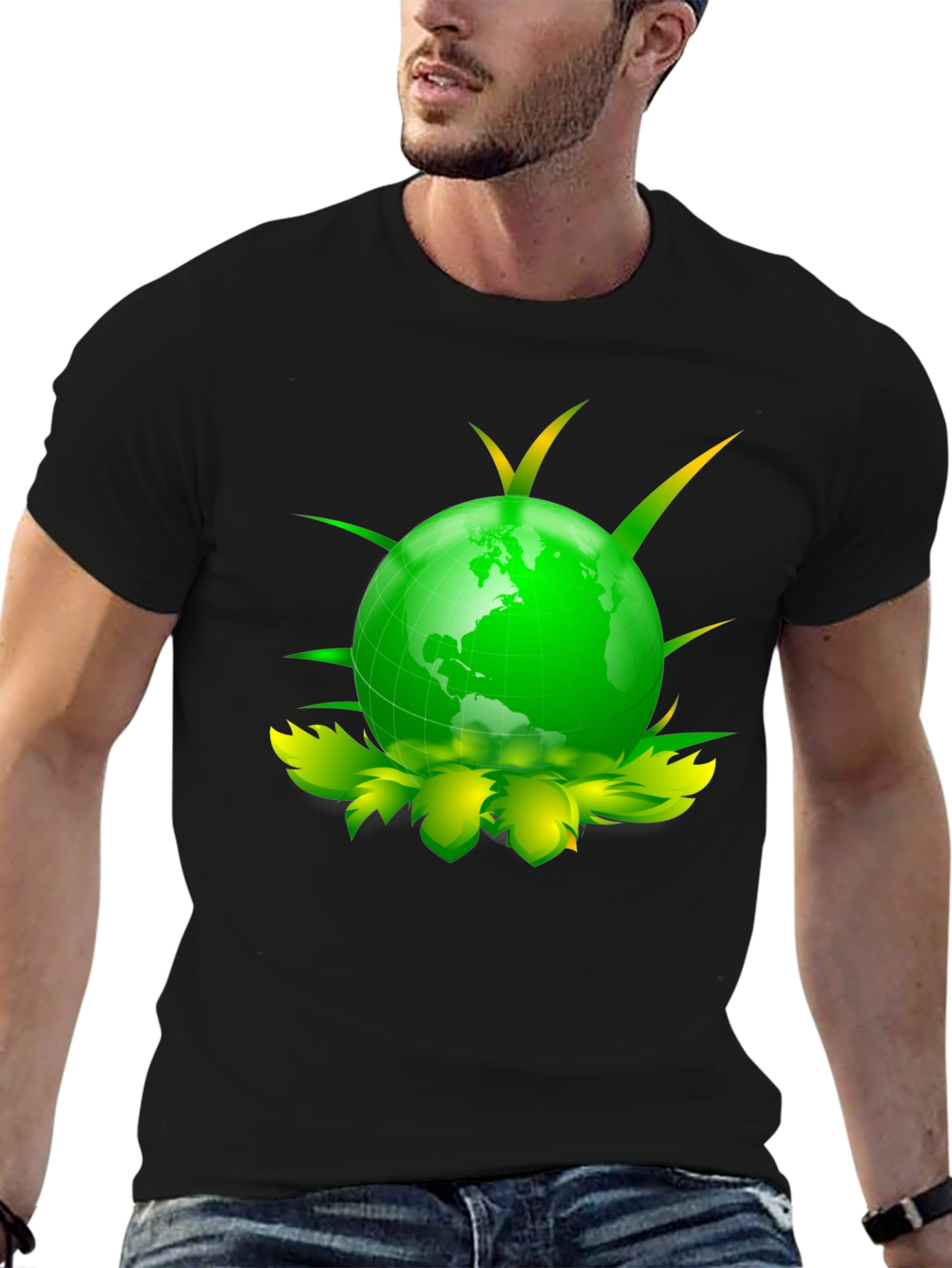 Black Eco Globe Graphic Tee - Black view 6