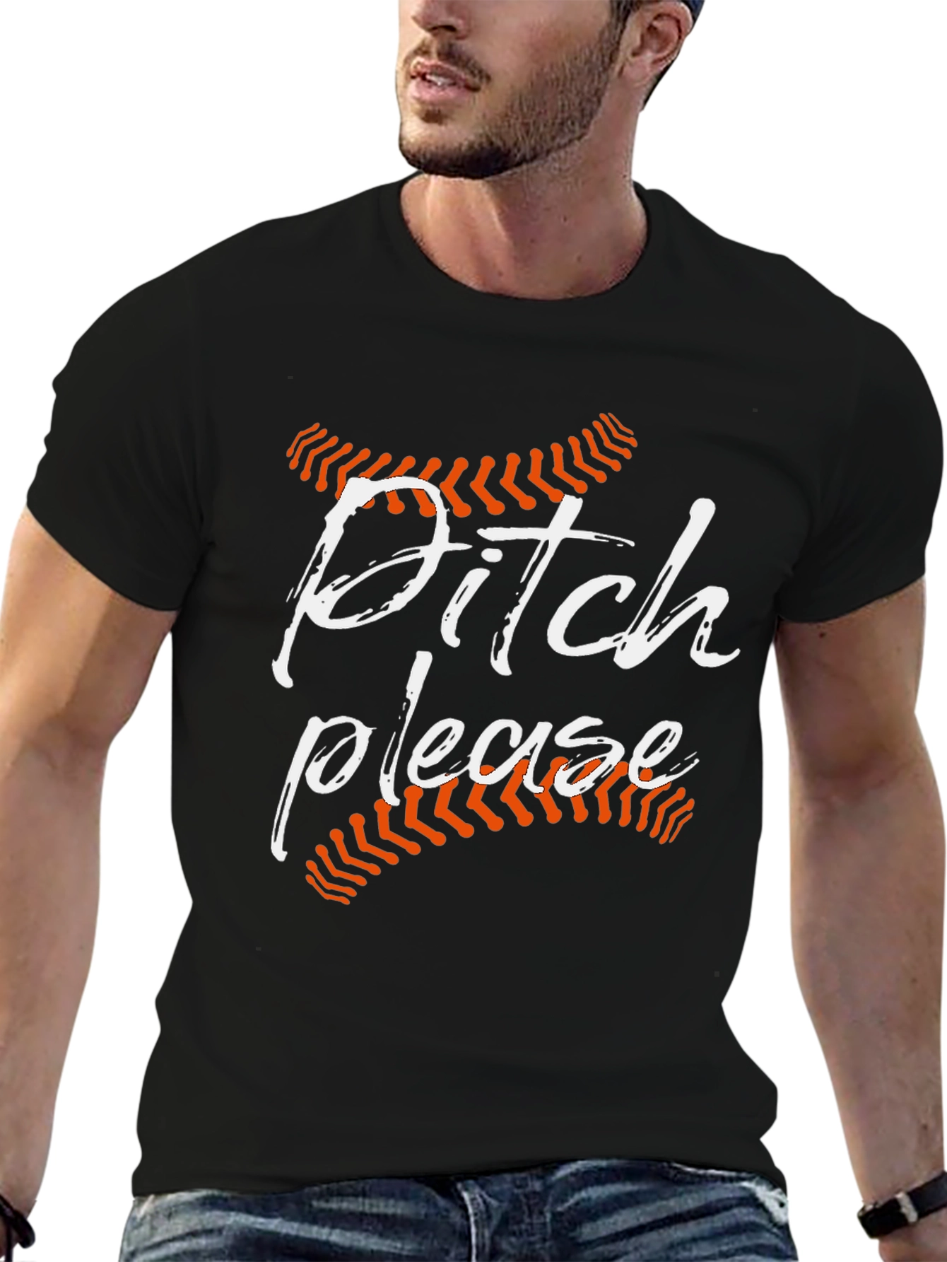 Black Pitch Please Baseball Graphic Tee - Funny Sports T-Shirt view 6