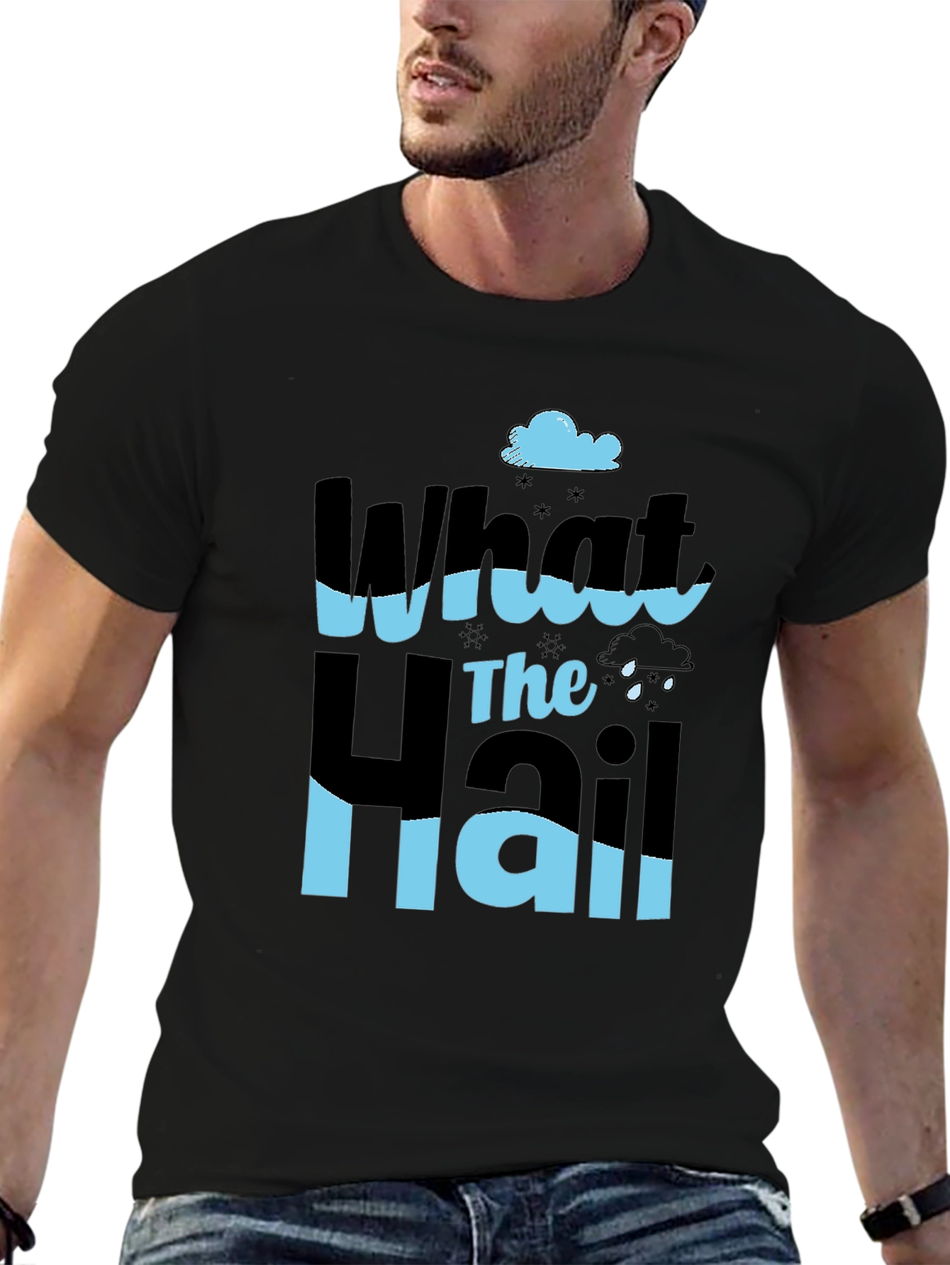 Black What the Hail T-Shirt - Weather Pun Tee view 6