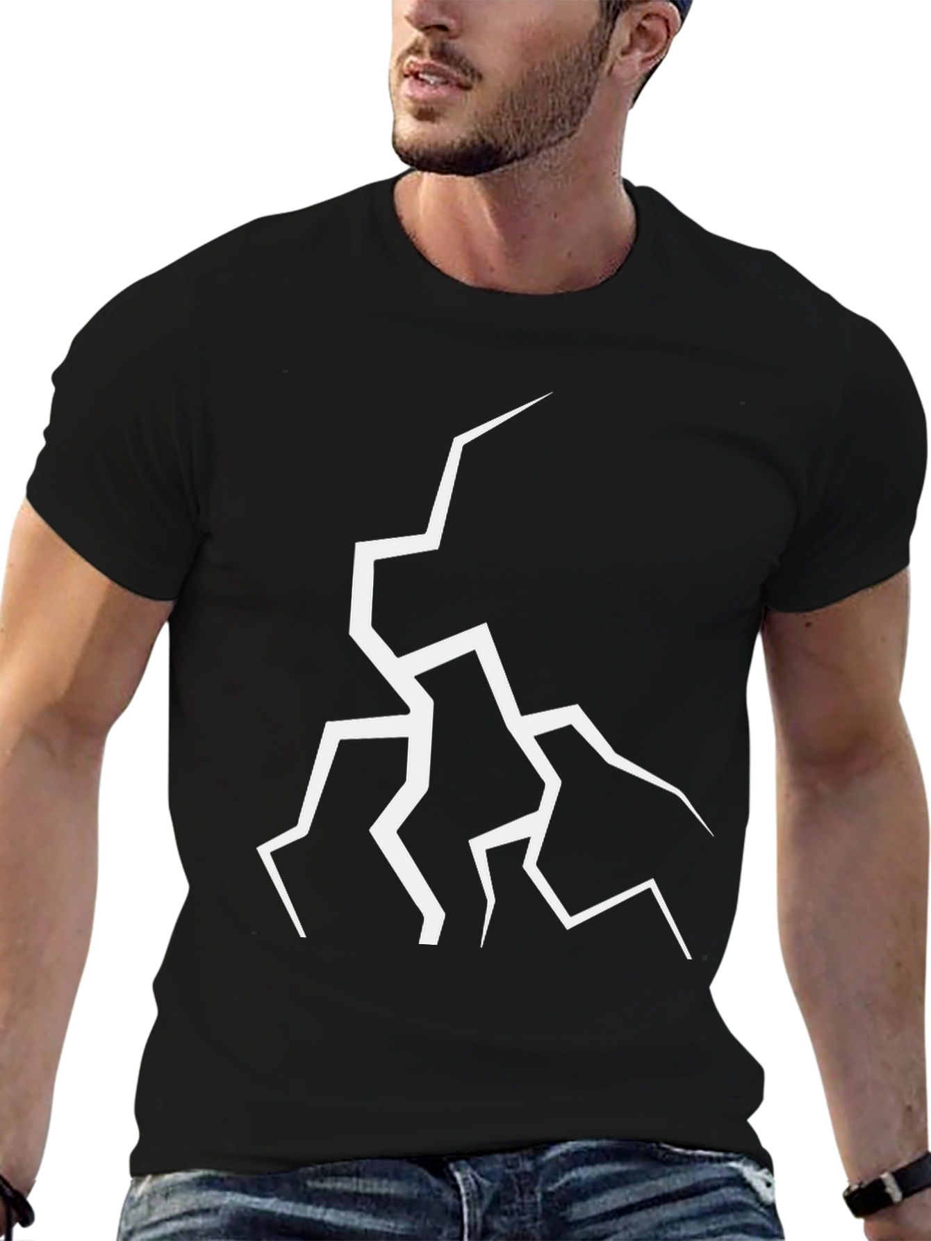 Black Cracked Design Black T-Shirt - Modern Graphic Tee view 6