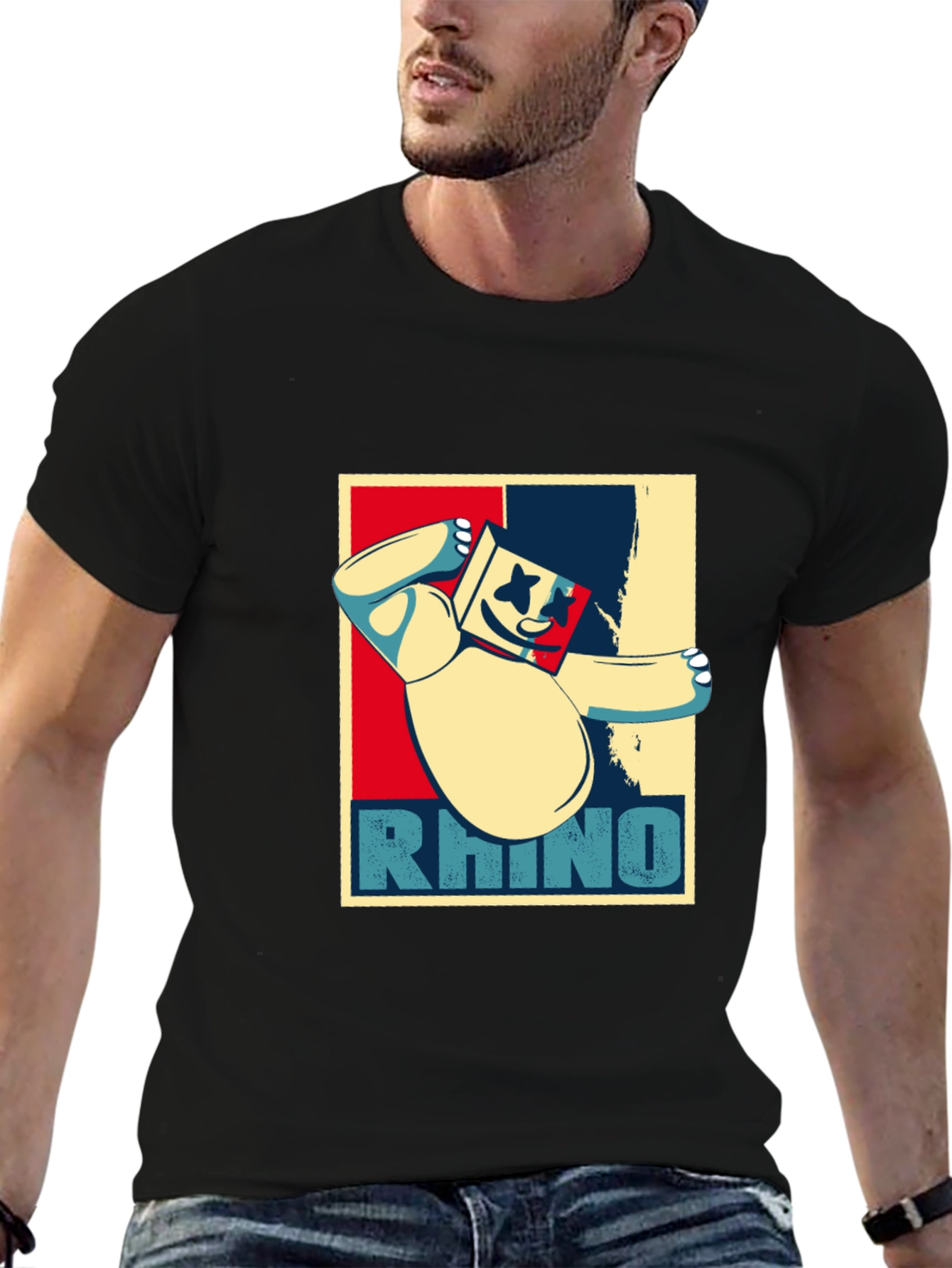 Black Rhino Graphic T-Shirt - Cool Design view 6