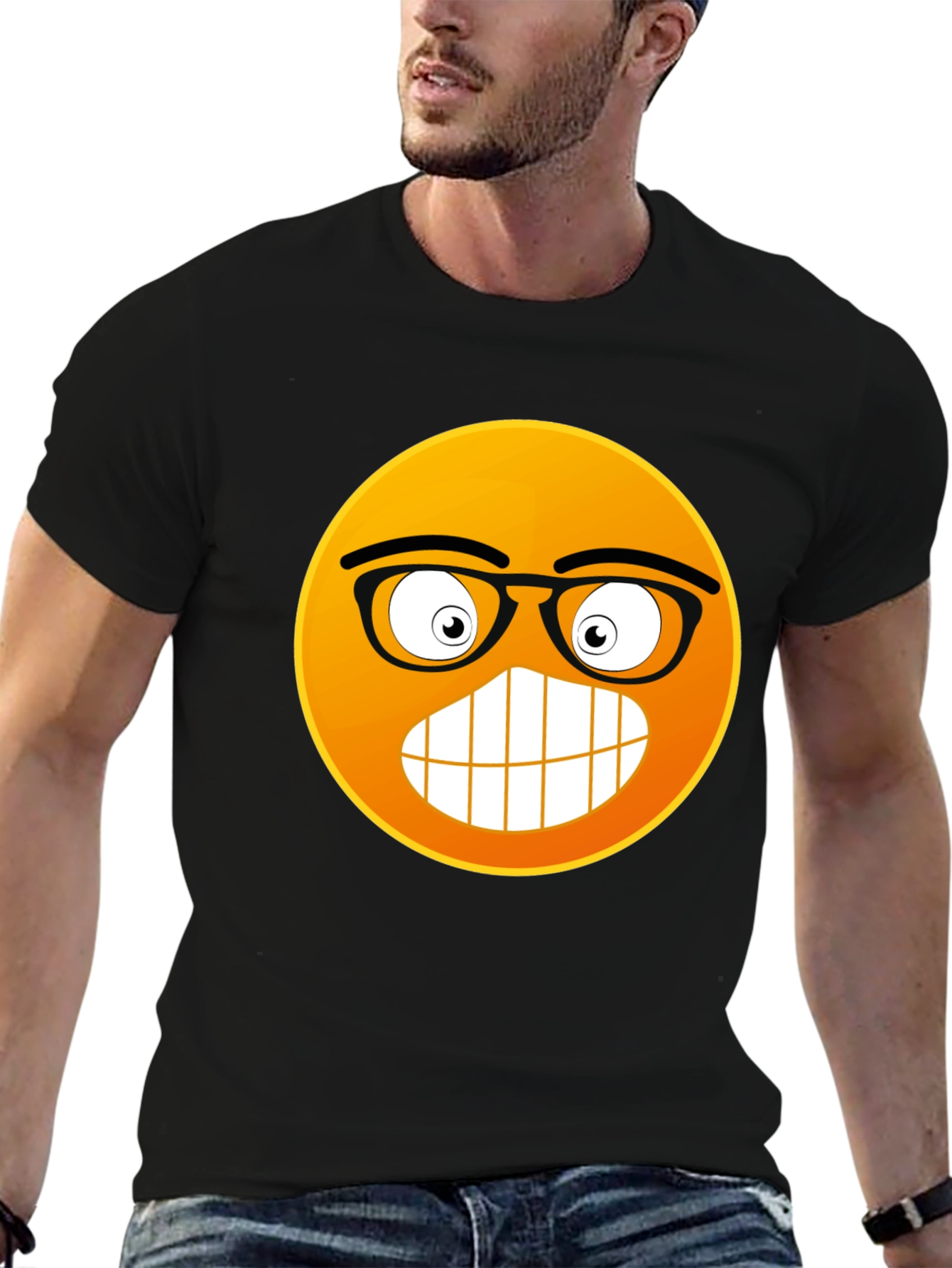 Black Nerdy Emoji Black T-Shirt: Express Yourself! view 6