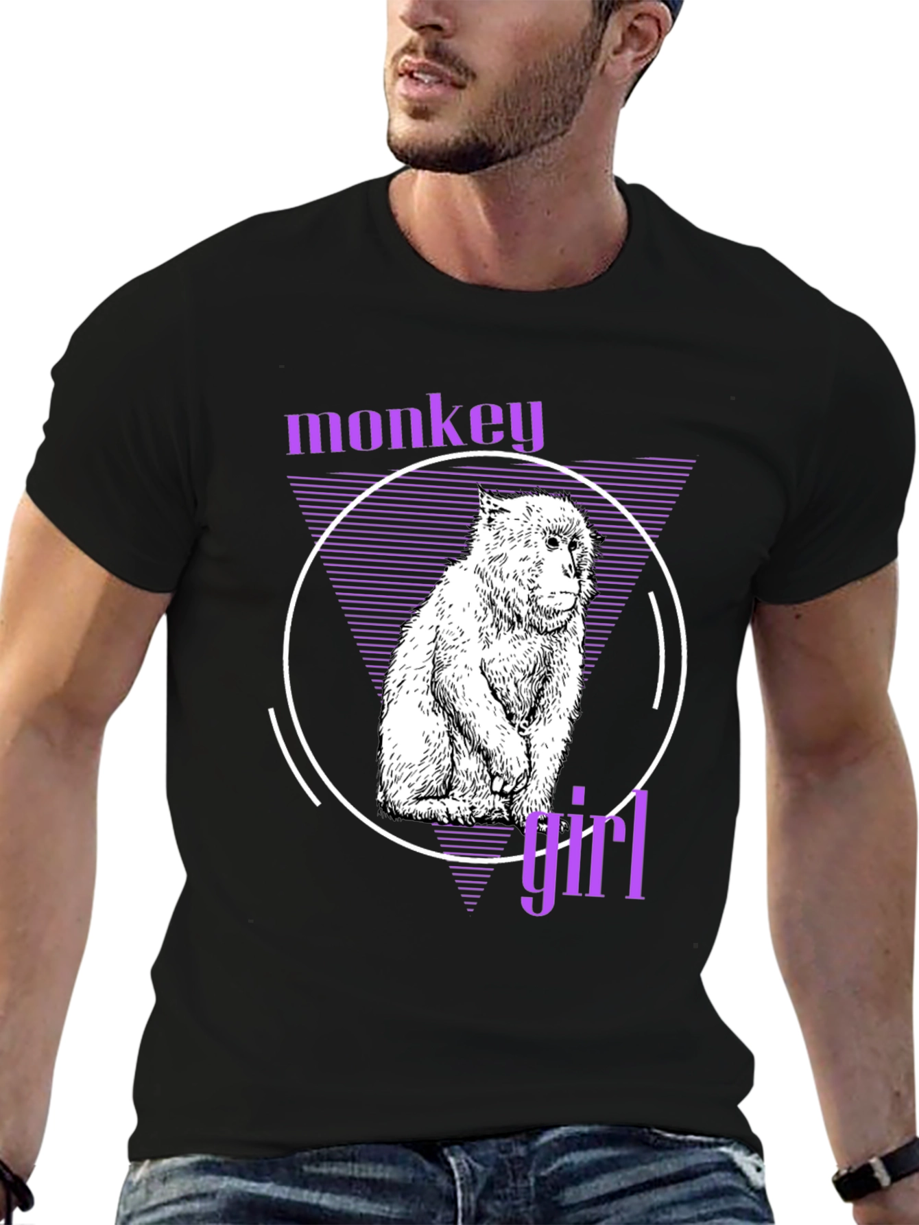 Black Monkey Girl Graphic Tee - Trendy Black T-Shirt view 6