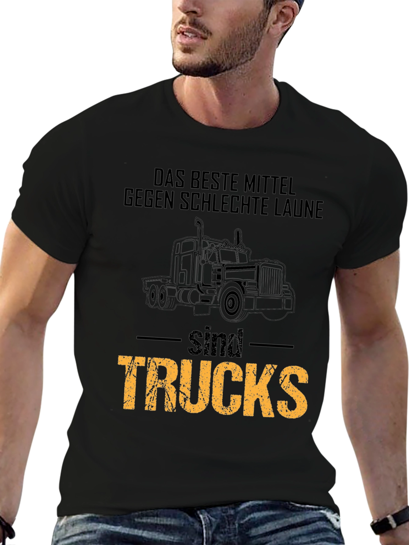 Black Trucks Solve Everything T-Shirt - Driver Humor Tee view 6