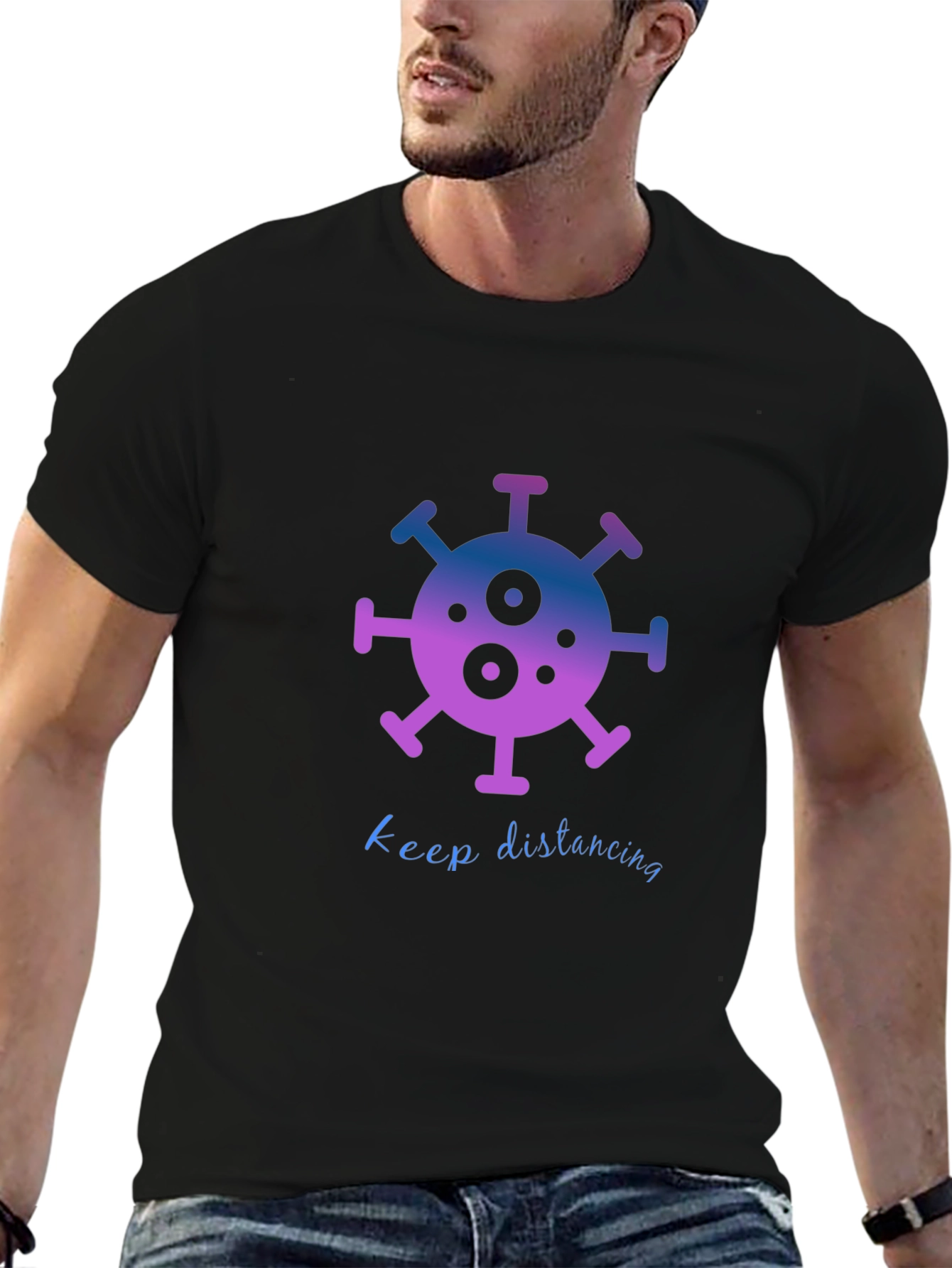 Black Keep Distancing Graphic Tee view 6