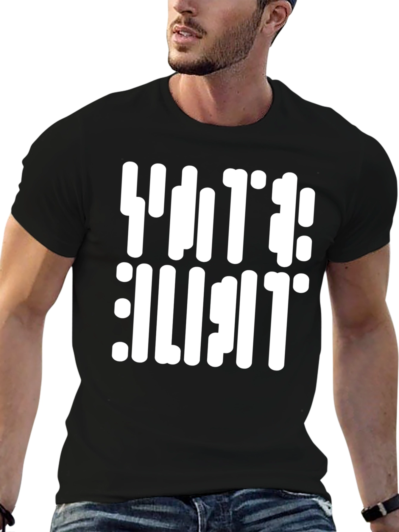Black Retro Text Black T-Shirt view 6