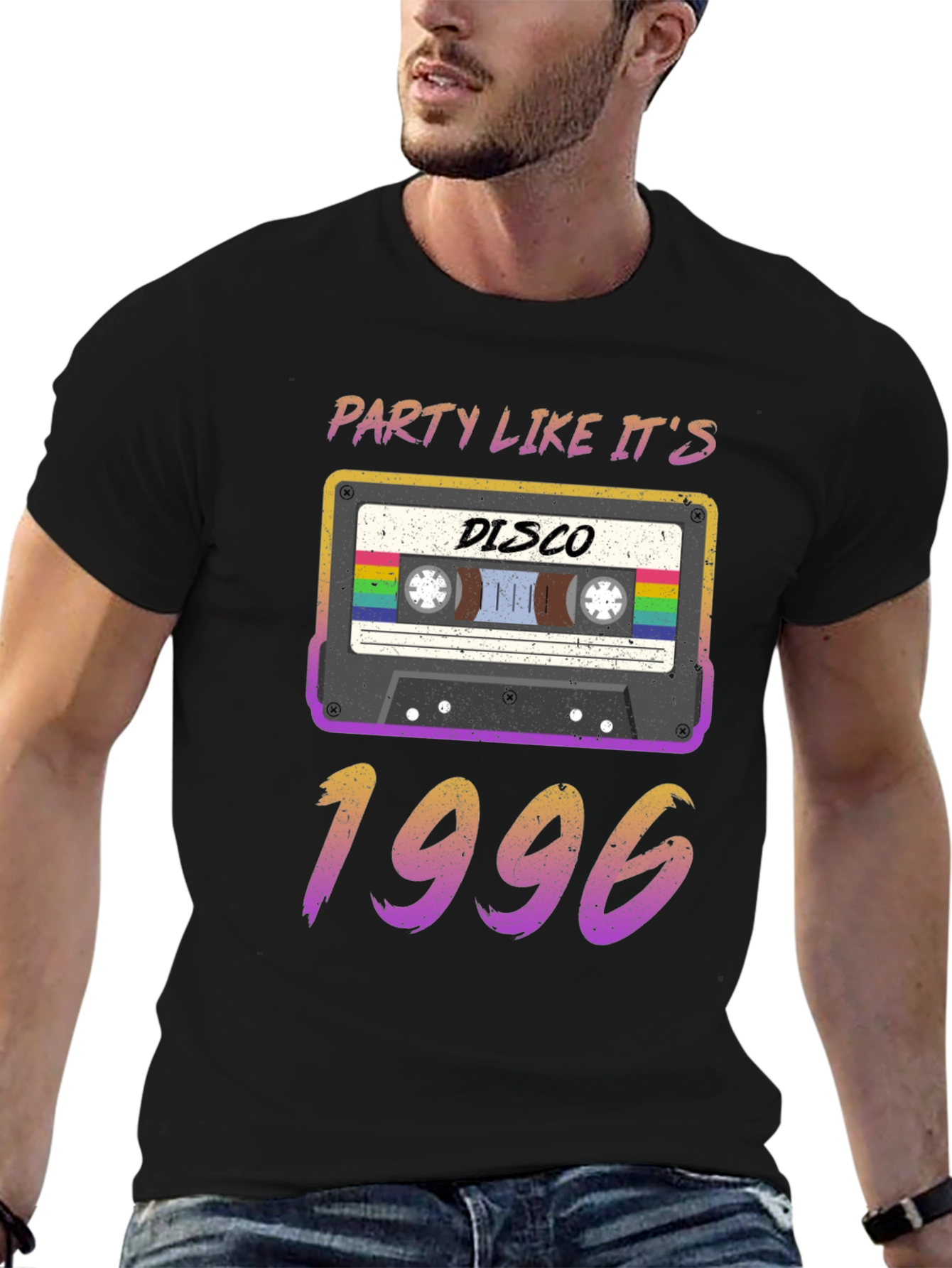 Black Party Like It's 1996 Disco Cassette Tape T-Shirt view 6