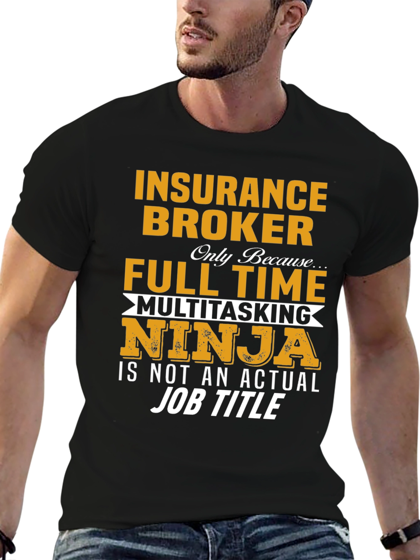 Black Insurance Broker Ninja T-Shirt view 6