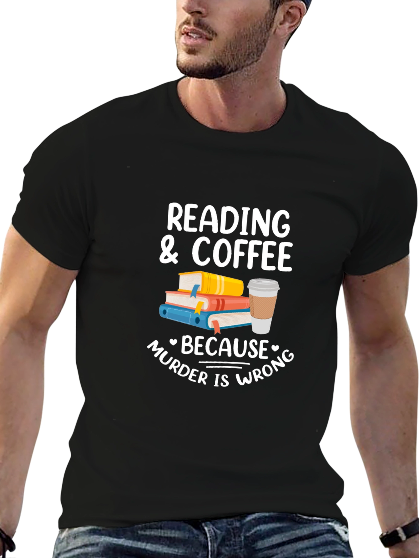 Black Reading & Coffee T-Shirt view 6