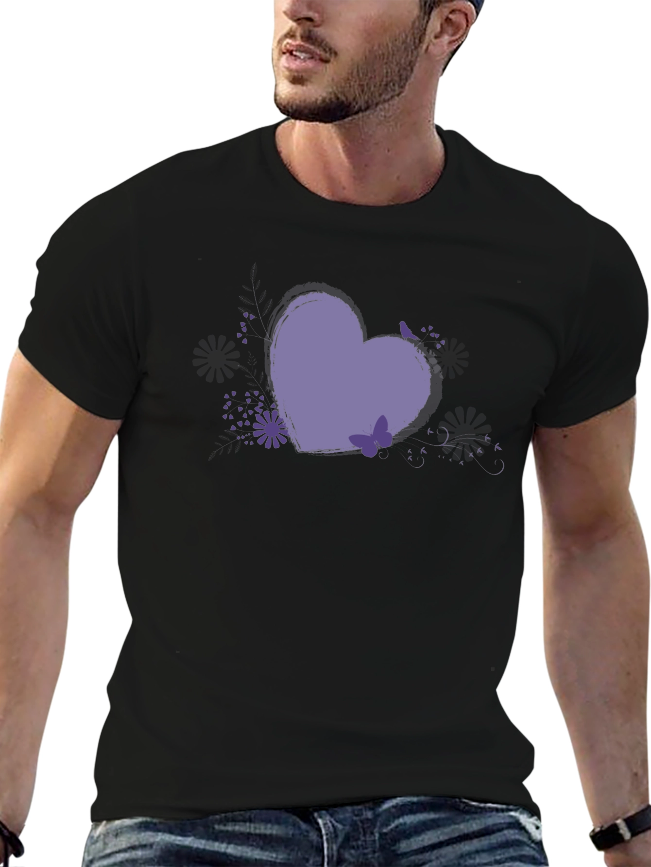 Black Heart Graphic Tee - Black Casual Comfort view 6