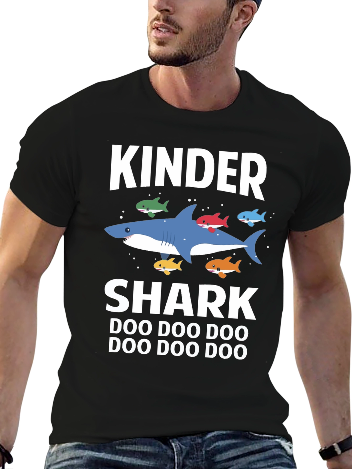 Black Kinder Shark Doo Doo Doo T-Shirt view 6