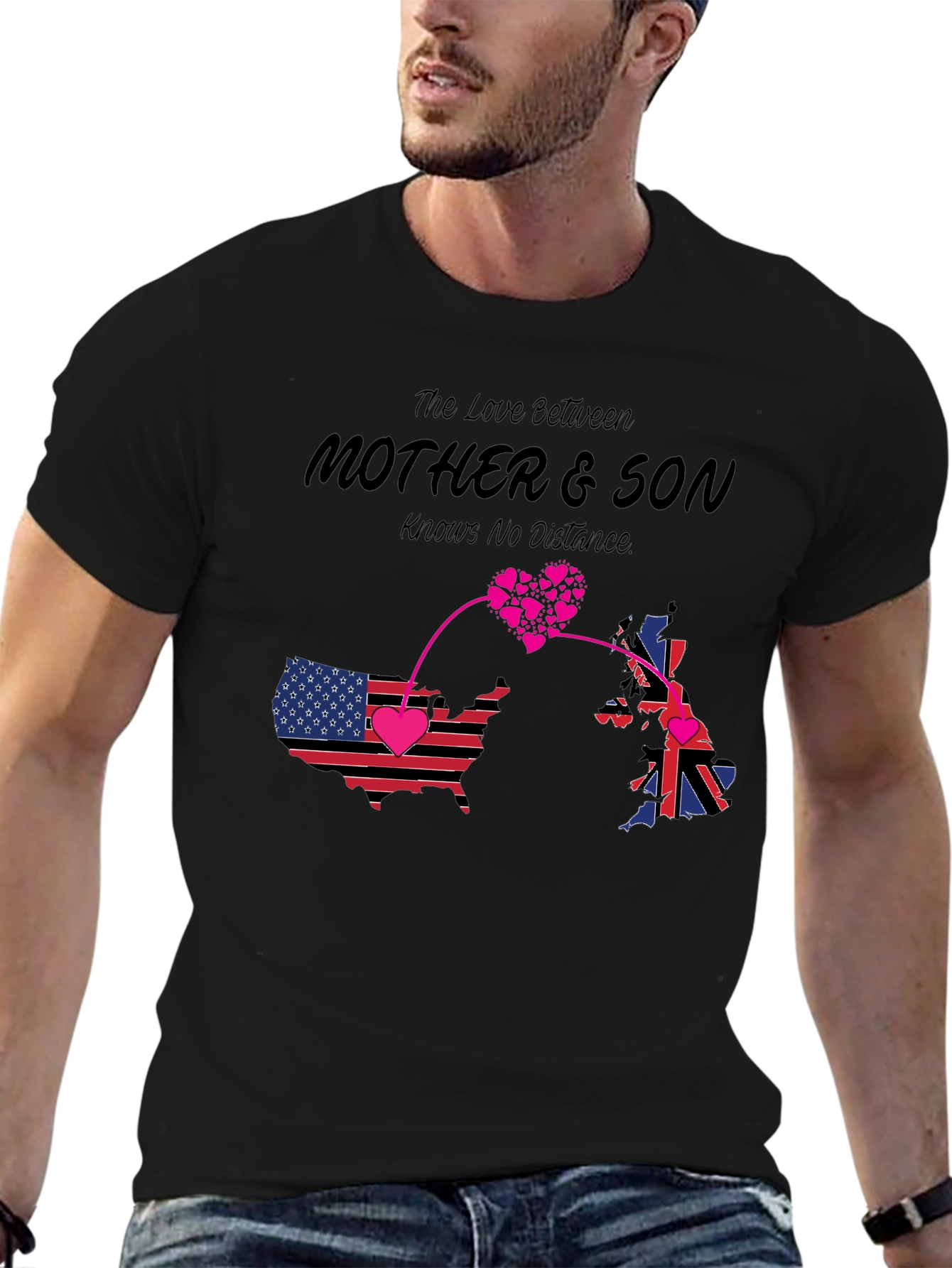 Black Mother & Son Distance Love T-Shirt view 6
