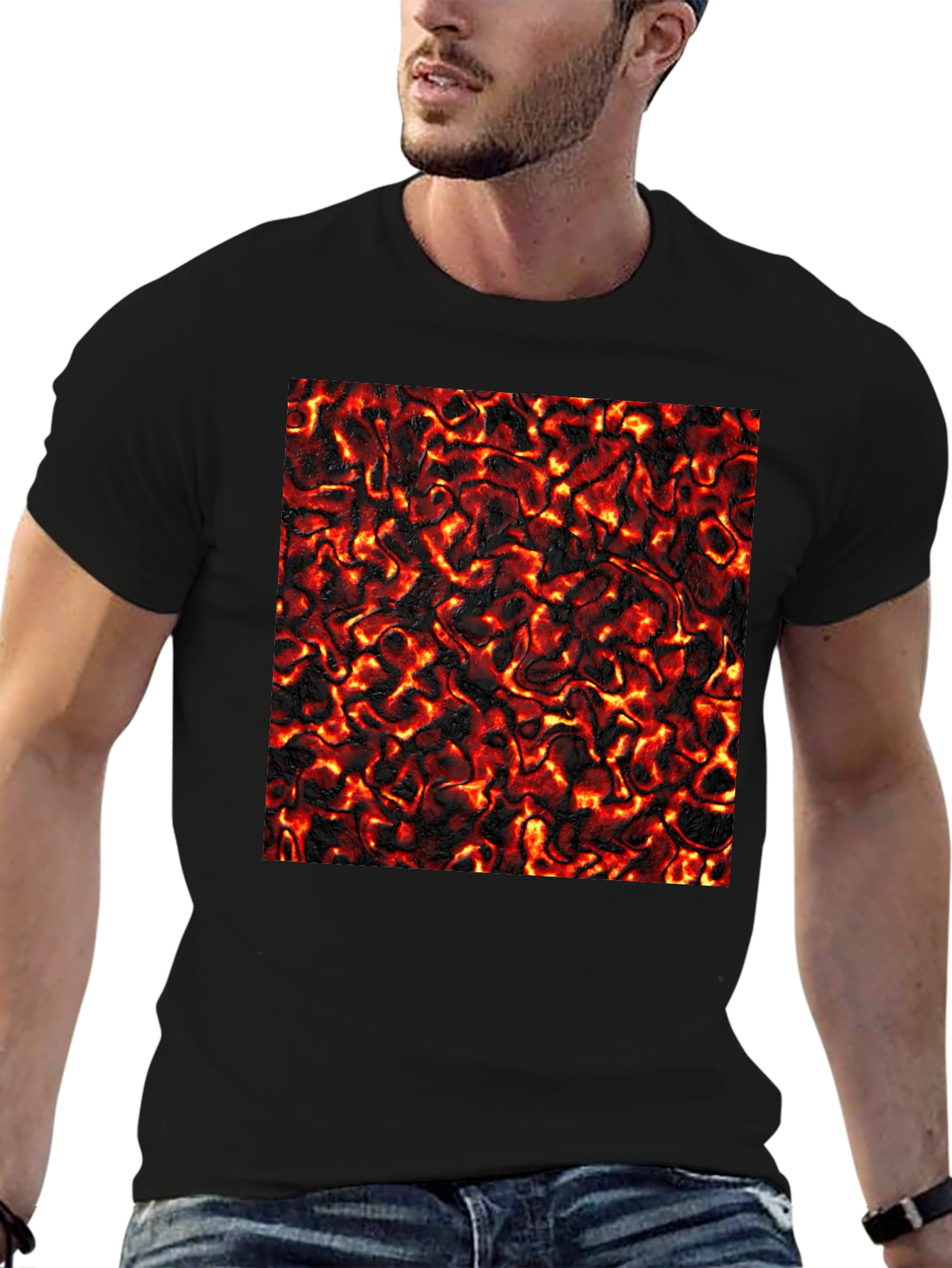Black Lava Flow Graphic Tee - Cool Black T-Shirt view 6
