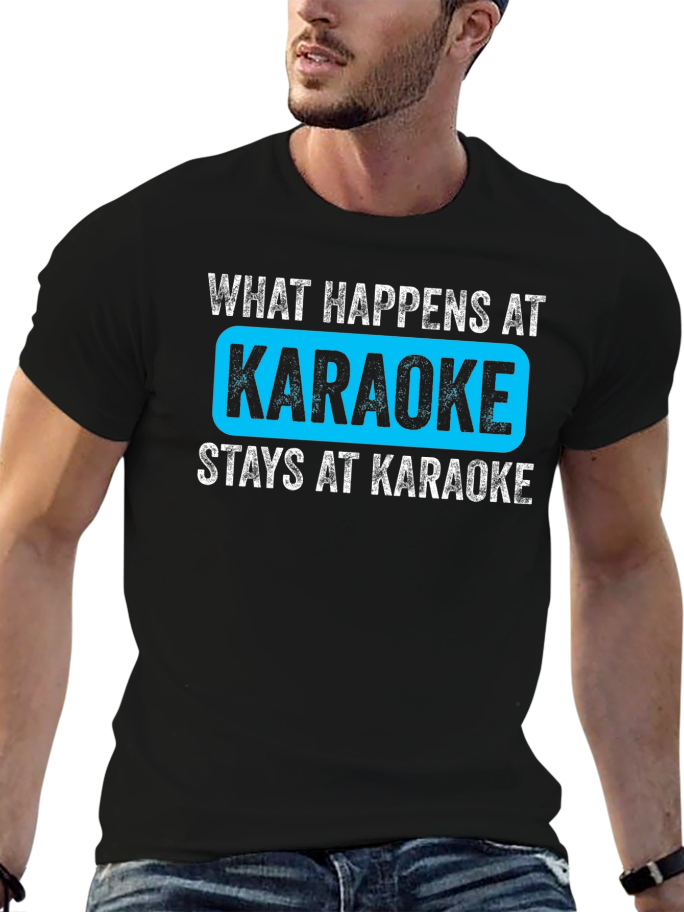 Black What Happens at Karaoke Black T-Shirt view 6