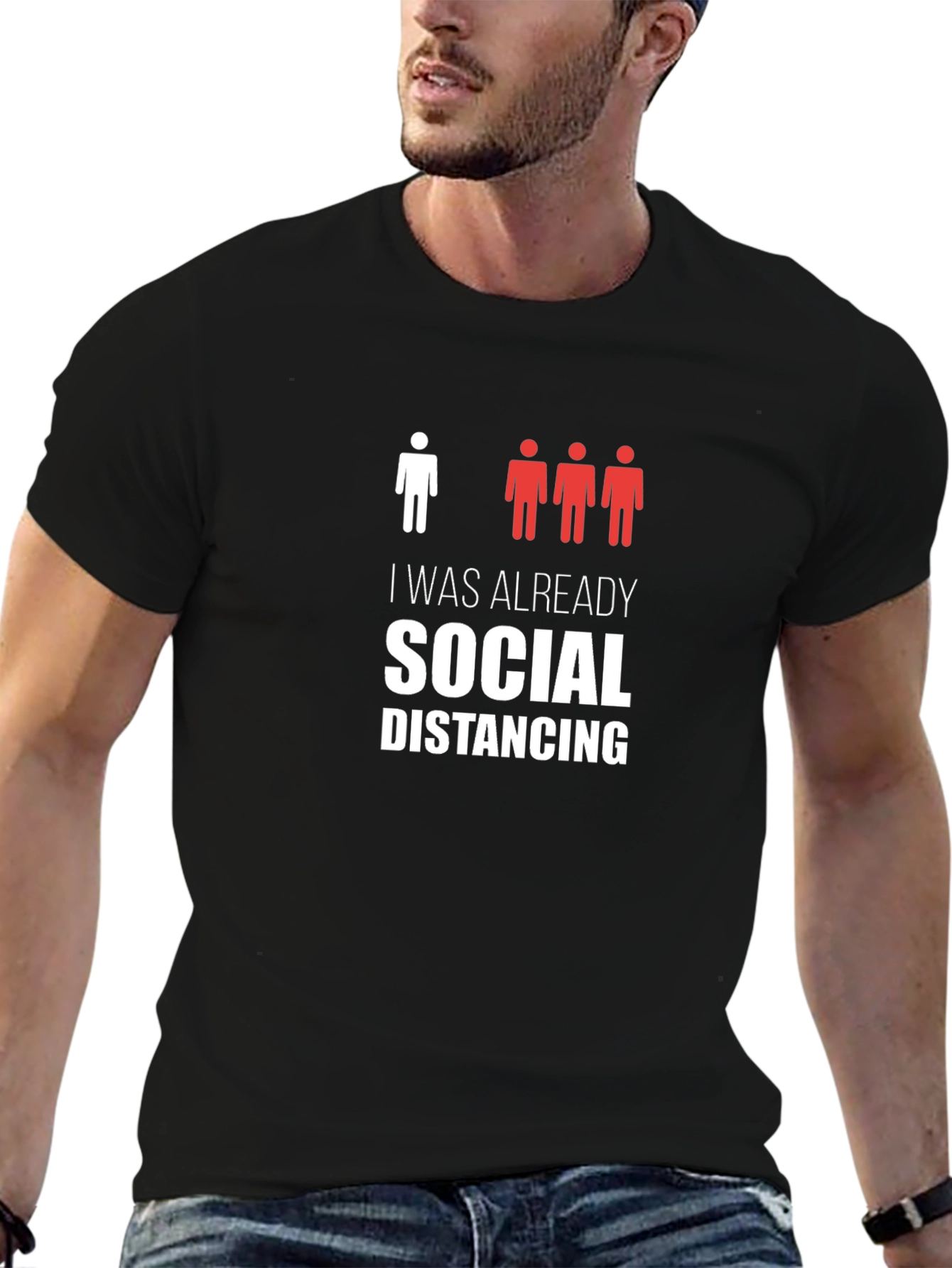 Black Social Distancing T-Shirt view 6