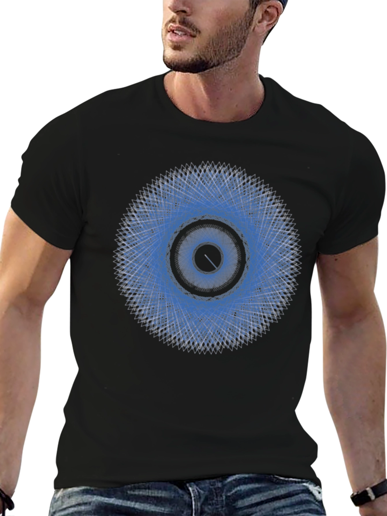 Black Geometric Pattern Tee - Eye Design view 6