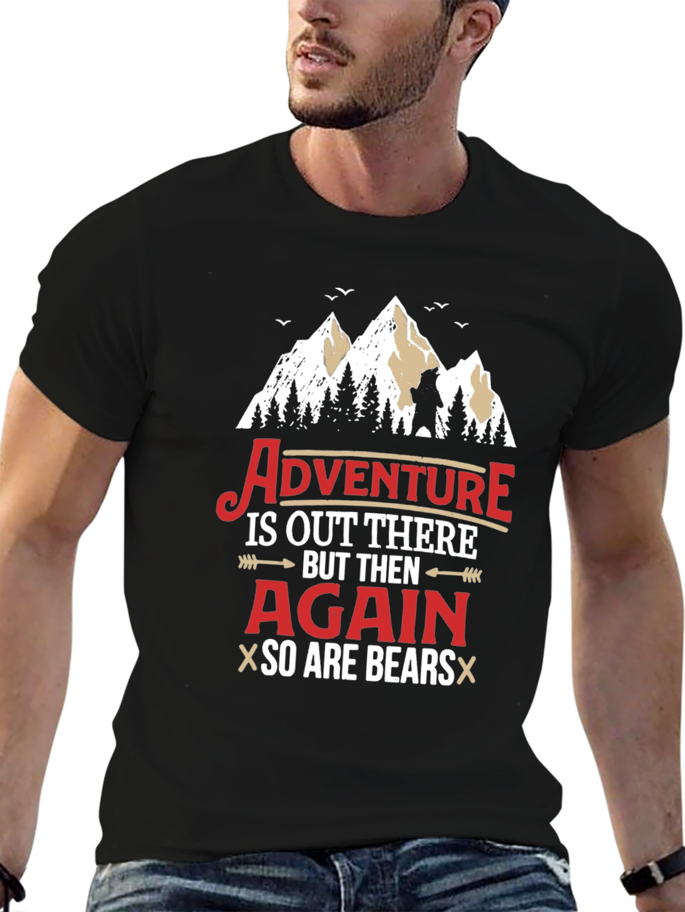 Black Adventure & Bears Graphic Tee view 6