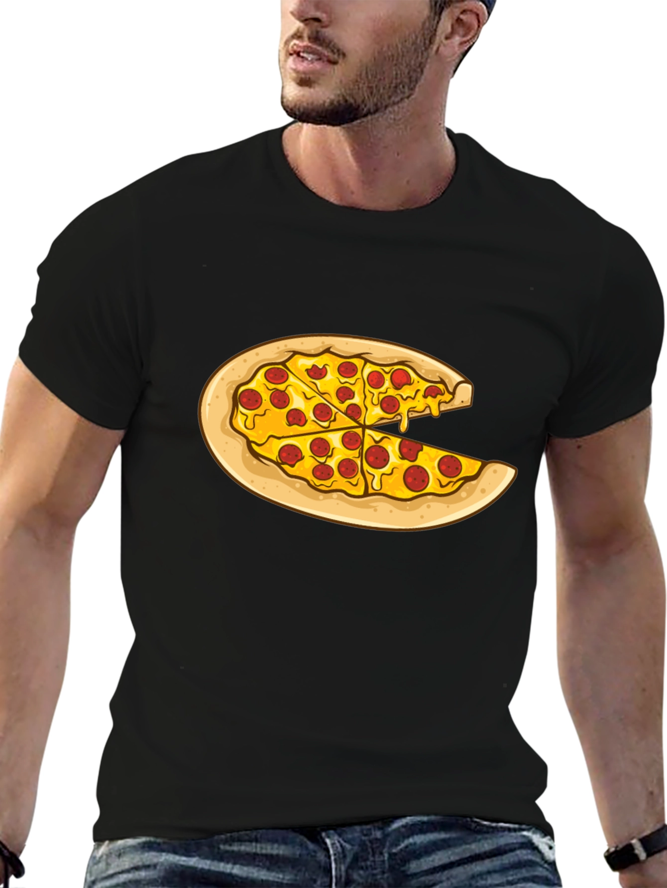 Black Pizza Slice Graphic Tee - Casual Comfort view 6