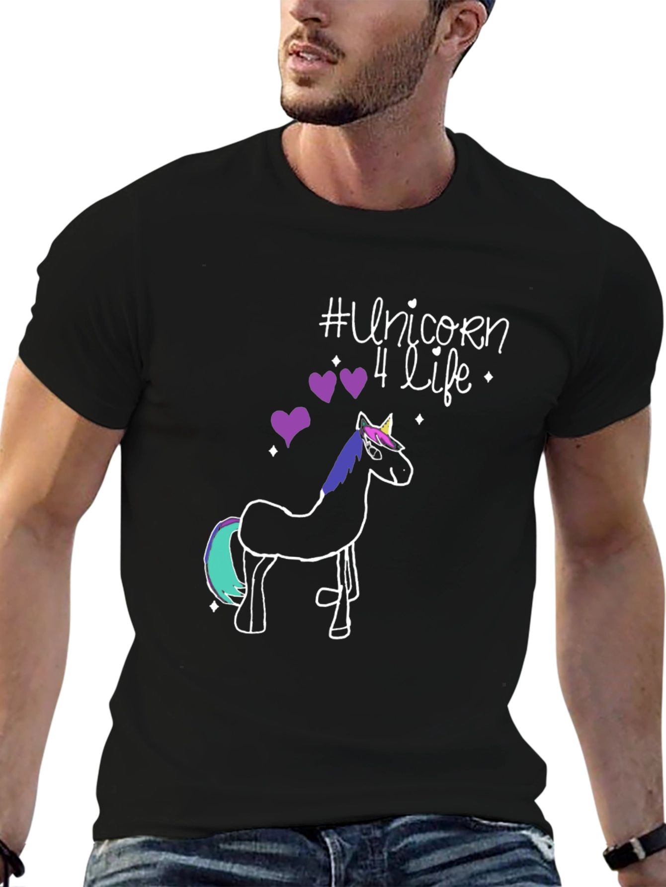 Black Unicorn 4 Life Graphic T-Shirt view 6