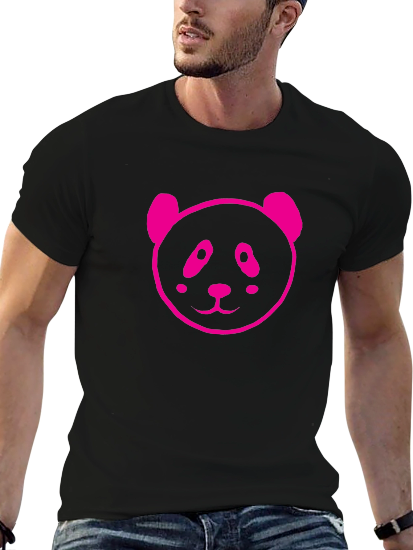 Black Panda Graphic Tee - Black Cotton Blend Shirt view 6