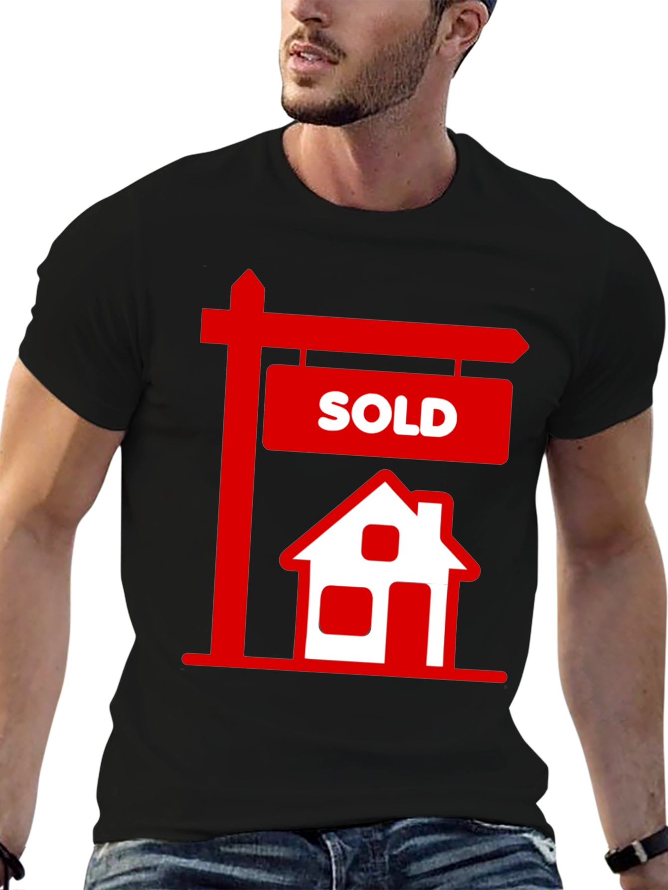 Black Sold House Graphic Tee - Real Estate T-Shirt view 6