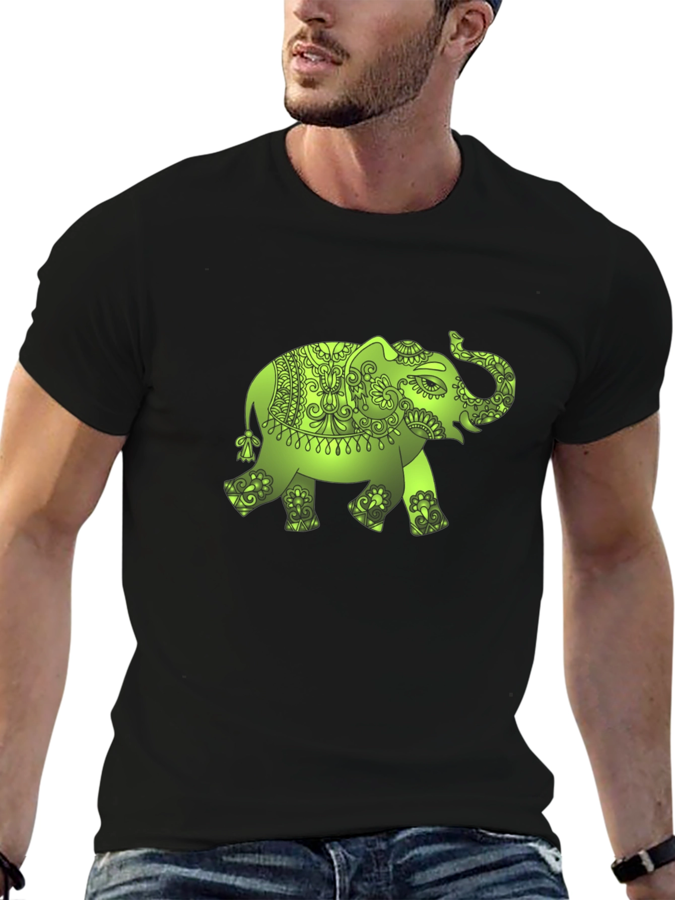 Black Elephant Graphic Black T-Shirt view 6