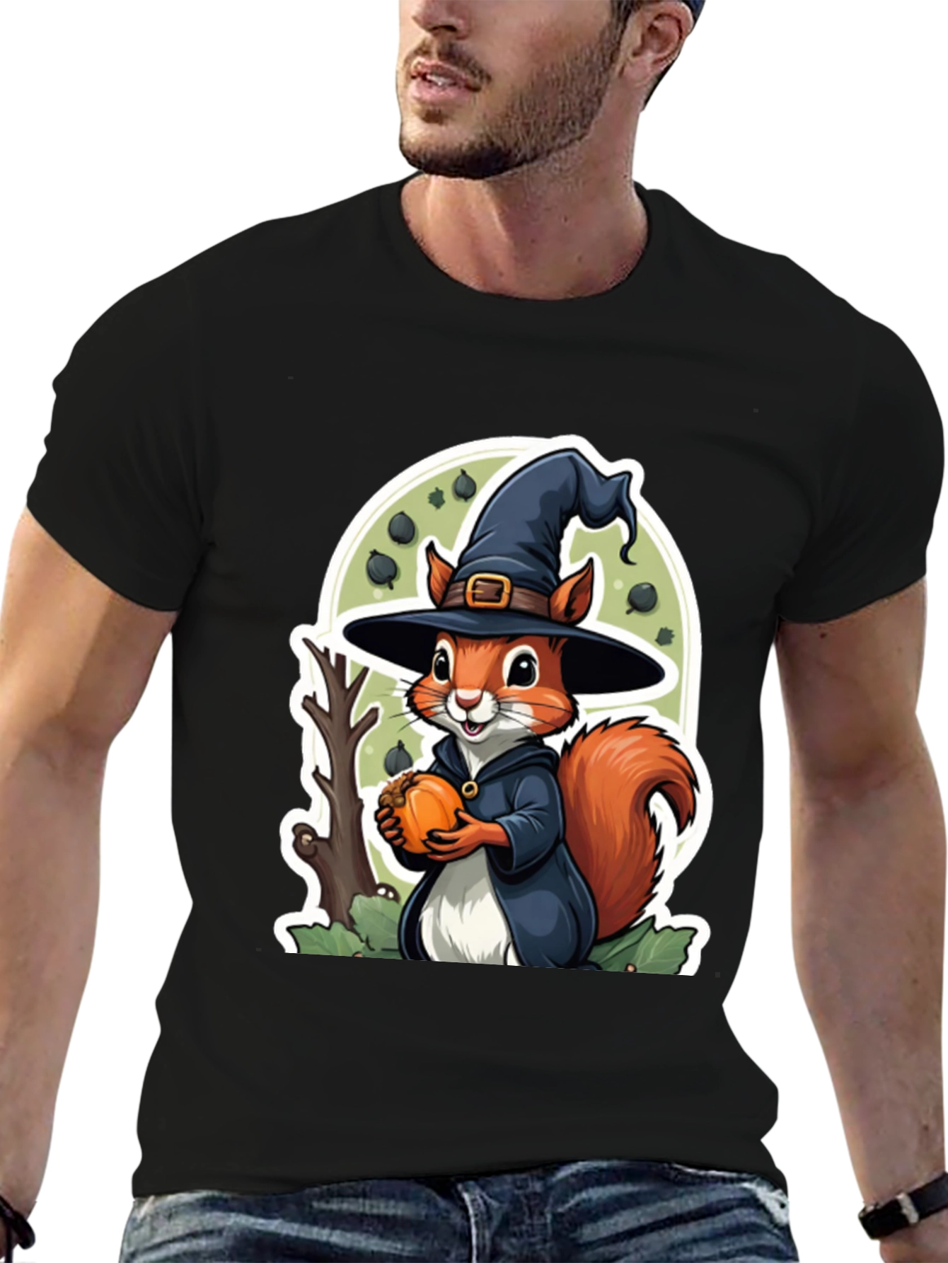Black Halloween Squirrel Graphic Tee view 6