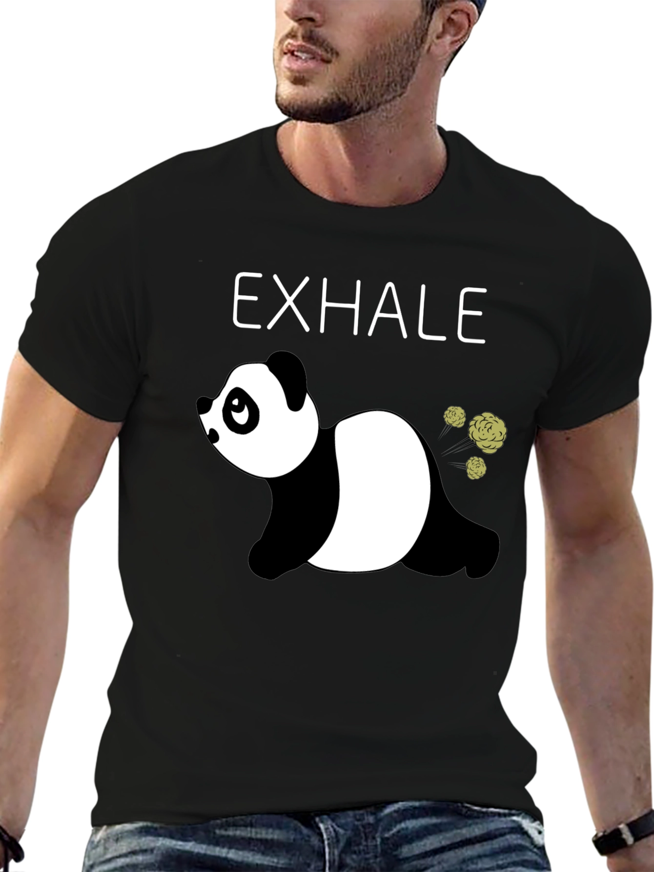 Black Exhale Panda Graphic Tee - Relax & Unwind view 6