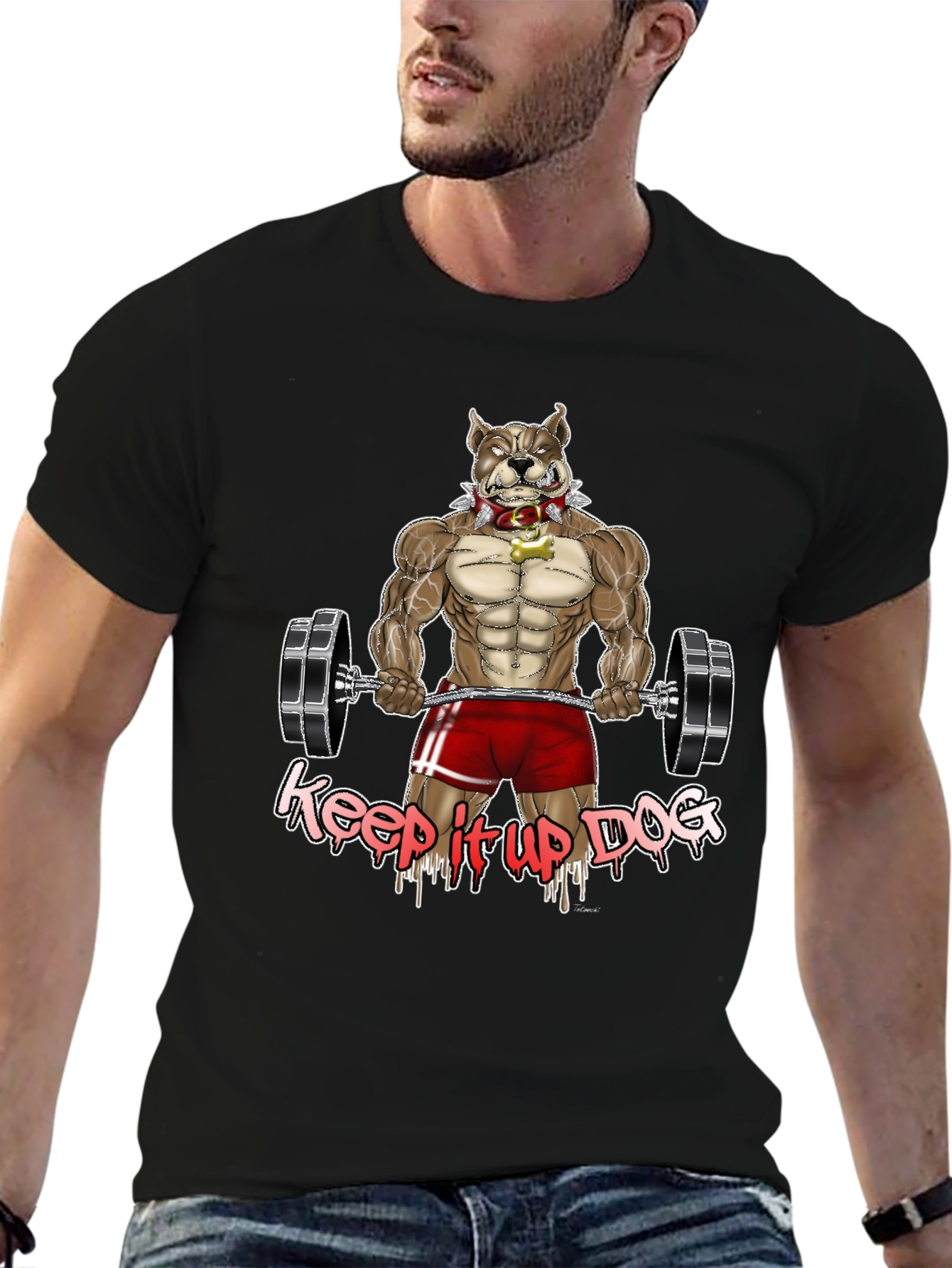 Black Keep It Up Dog Graphic T-Shirt view 6
